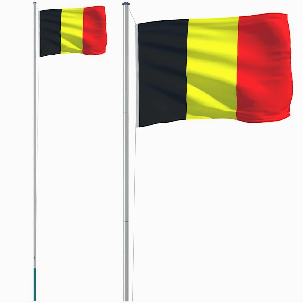 Genérico Mástil y Bandera de Bélgica Aluminio 6,23 m,Casa y jardín,Decoración,Banderas y Mangas de viento-3147087