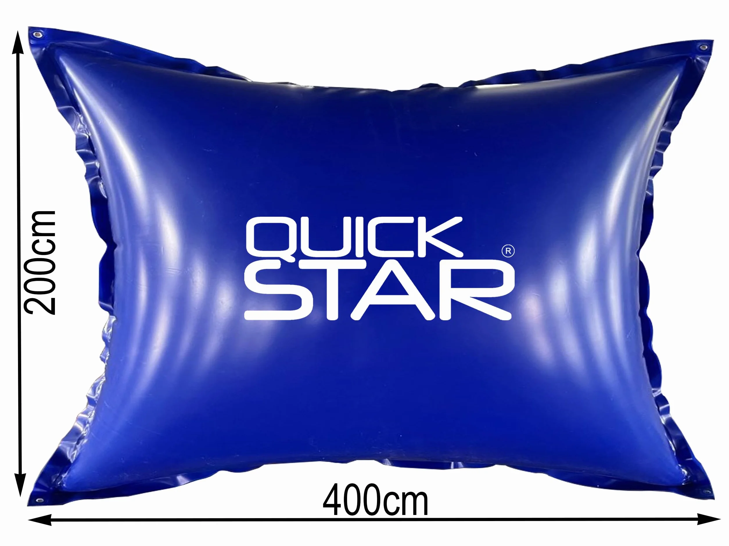 QUICK STAR Cojín de piscina de 200 x 400 cm, color azul, cojín de aire para piscina de invierno, 4 cuerdas y kit de reparación, cojín de invierno