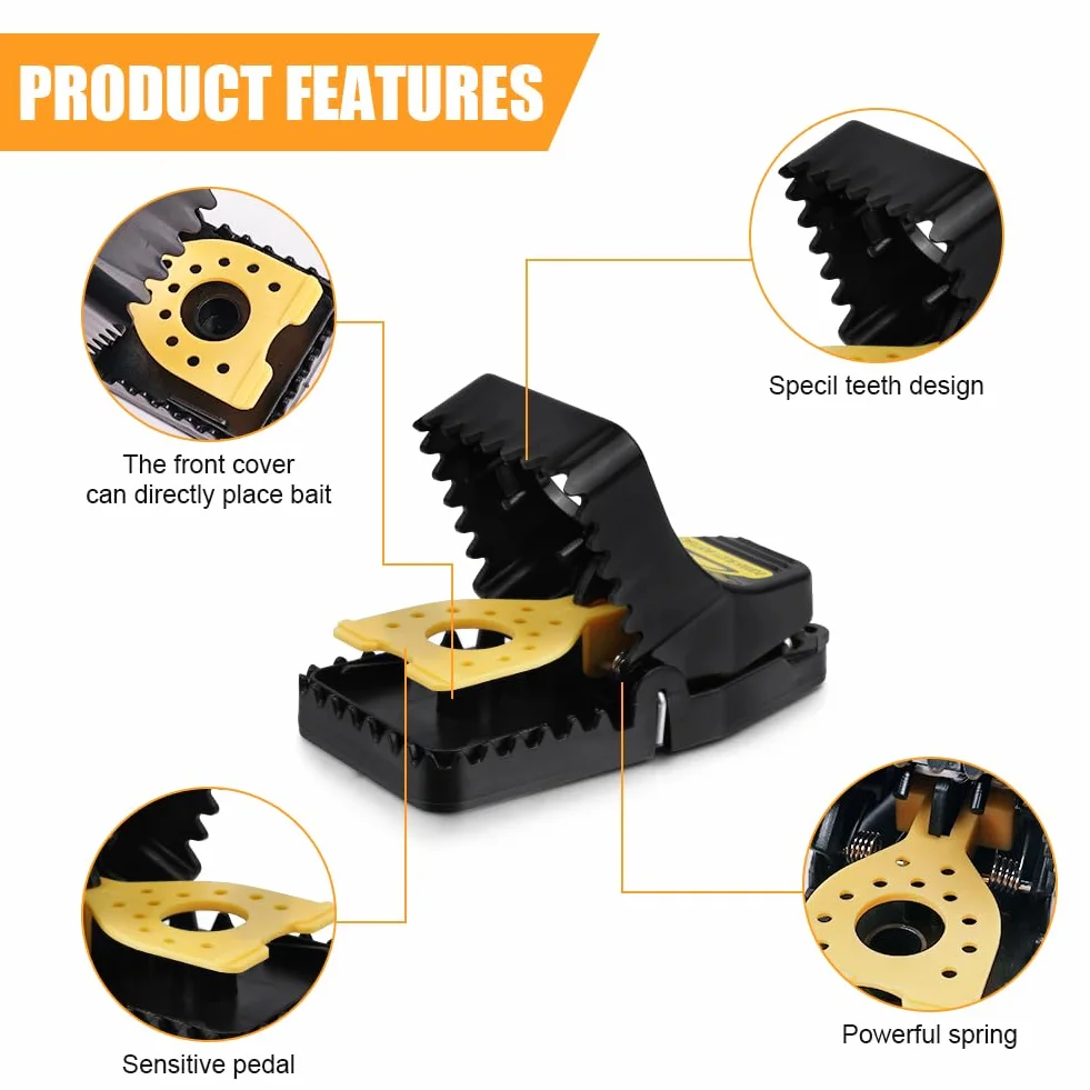 Flintronic Rat Trap, 6 PCS Trampas para Ratones, Juego de Trampa para Ratones con Cebo, Trampas para Rata,Trampa Reutilizable para Ratón, para del Hogar/Ático/Garaje/Interiores y Exteriores