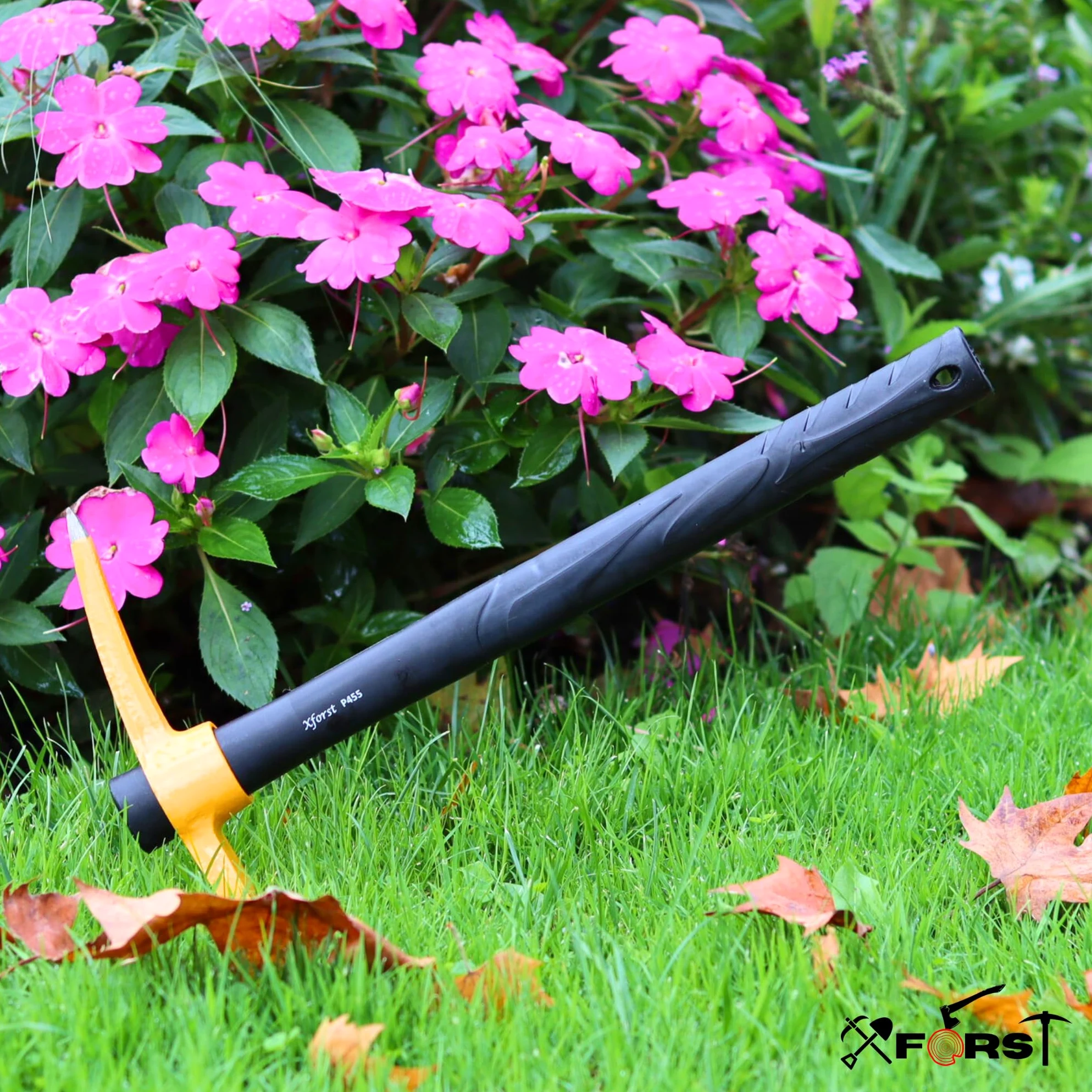 Xforst Juego de jardinería con pioche PF45N y Mini Pala S800, con Mangos de Fibra de Vidrio y Cabezales de Acero Forjado, Resistentes y Ligeros, Ideal para jardinería, y prospección.
