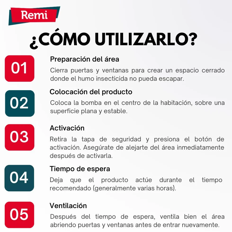 Remi Hogar Descarga Total Anti Chinches y pulgas | Bomba Humo Insecticida | Aerosol | Acción Choque Contra Plagas (150 ml) | Cucarachas, polillas e insectos voladores