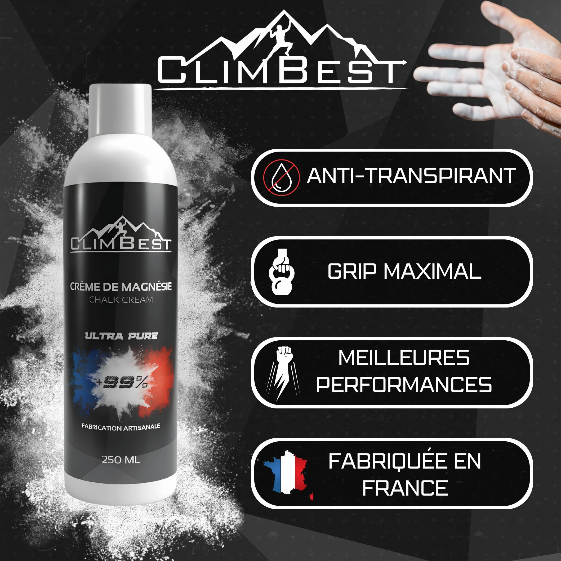 Magnesia Líquida 250 ml 500 ml 1 L Ultra Pure Escalada Gimnasia Musculación