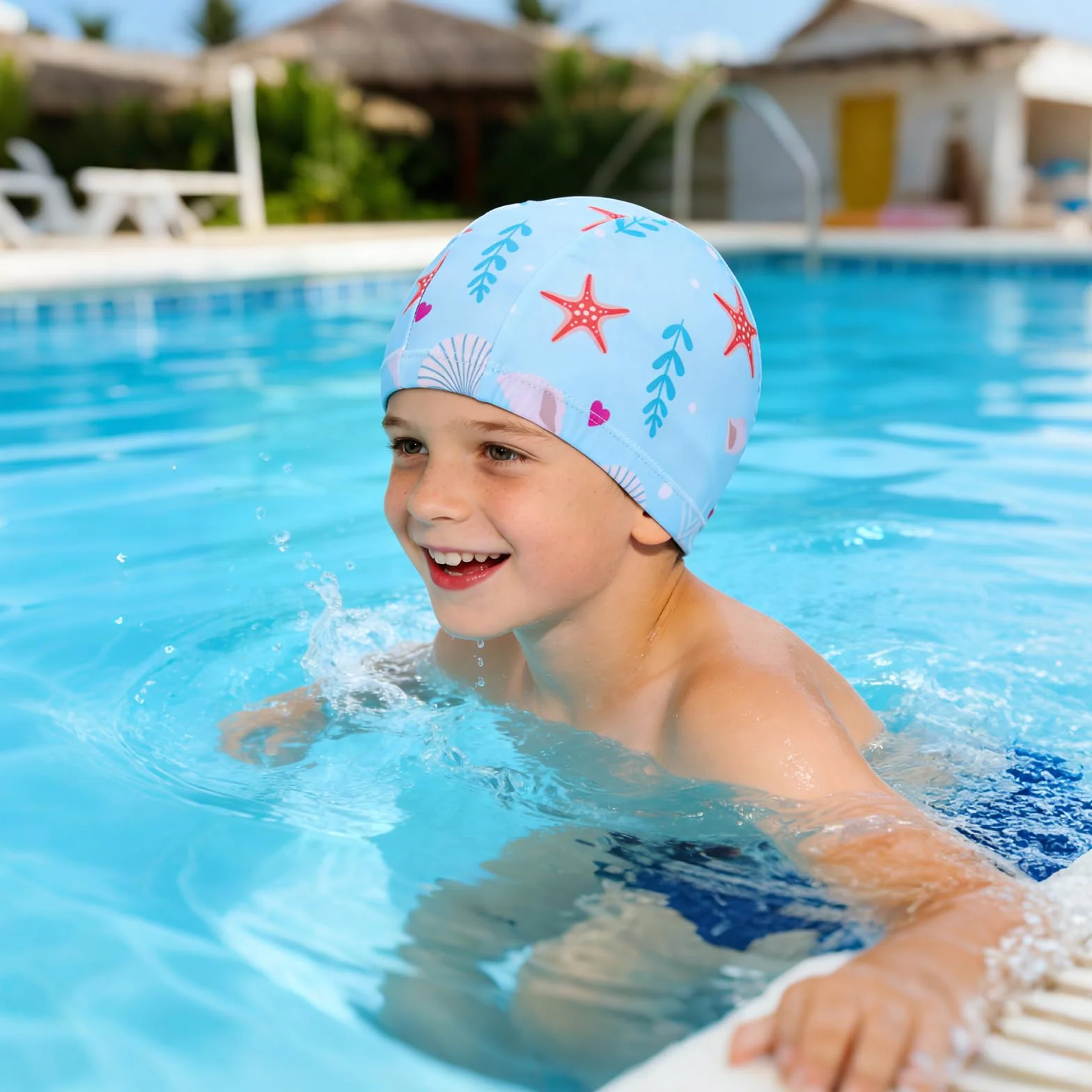 Gorro Natación Niños Niñas 1-8 Años Unisex Infantil Tejido Elástico Suave Resistente Protege Cabello Orejas Agua Pack 4