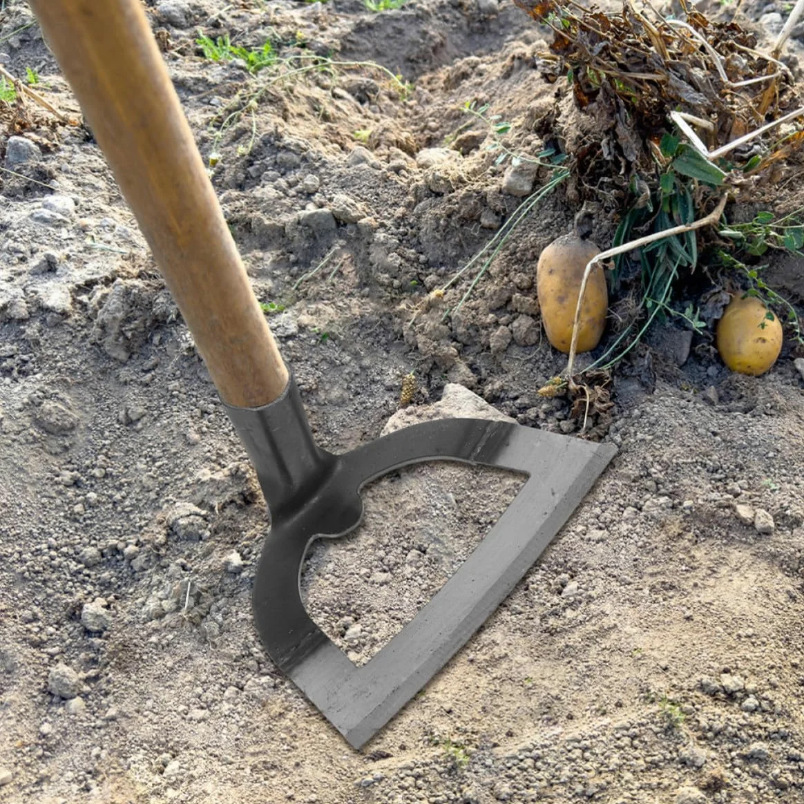 UKCOCO 2 Piezas Azada Hueca de Acero Inoxidable, Azada Cultivadora para Desherbar y Aflojar la Tierra, Herramienta de Jardinería Clásica, Reduce la Fatiga del Usuario