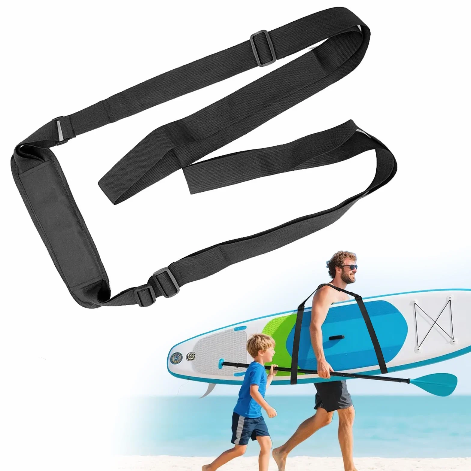 Correa de Transporte Tabla de Surf Ajustable Nylon Resistente al Desgaste Negro