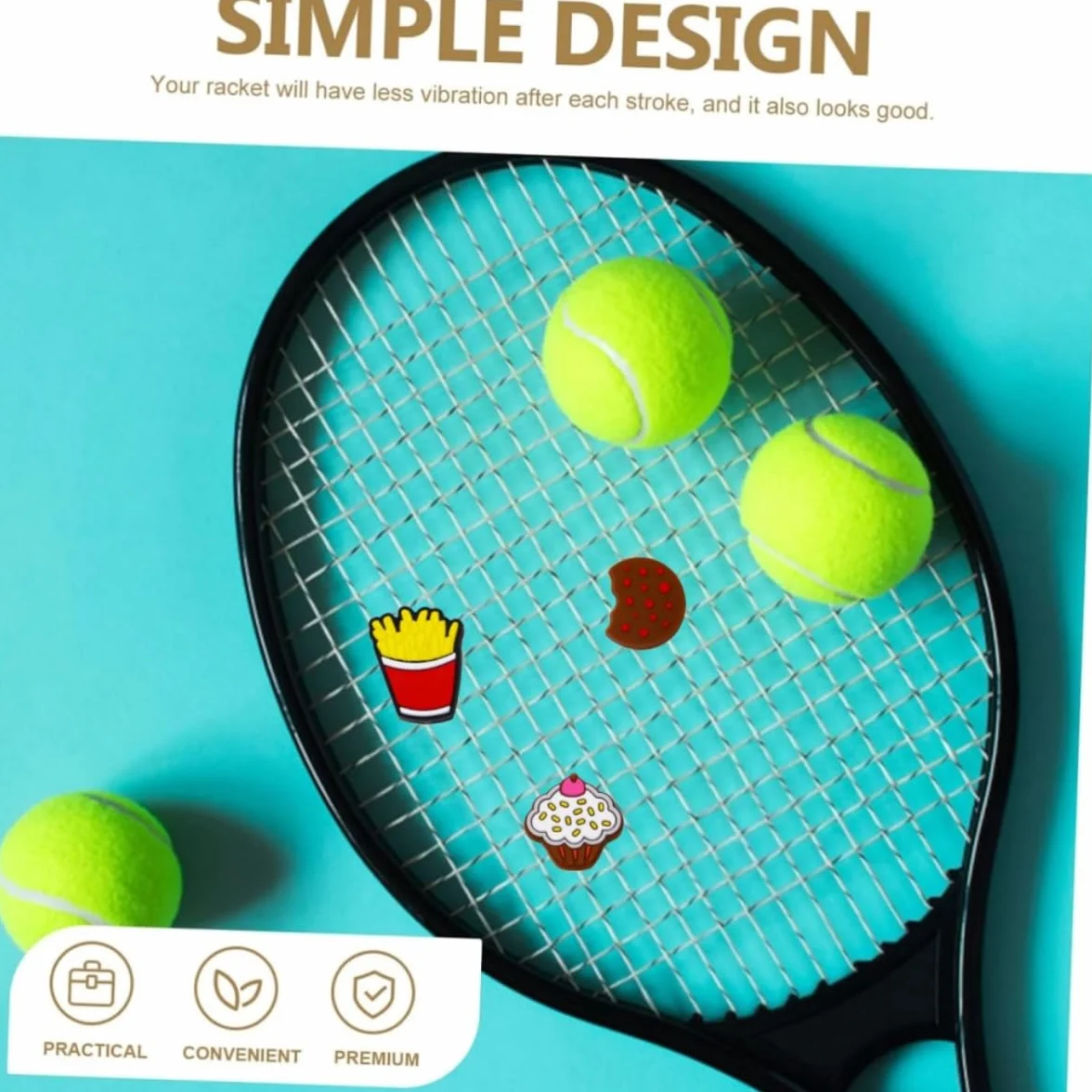 Amortiguador de Raqueta de Tenis 6 Piezas Silicona Antivibradores Hamburguesa Pastel Papas Fritas