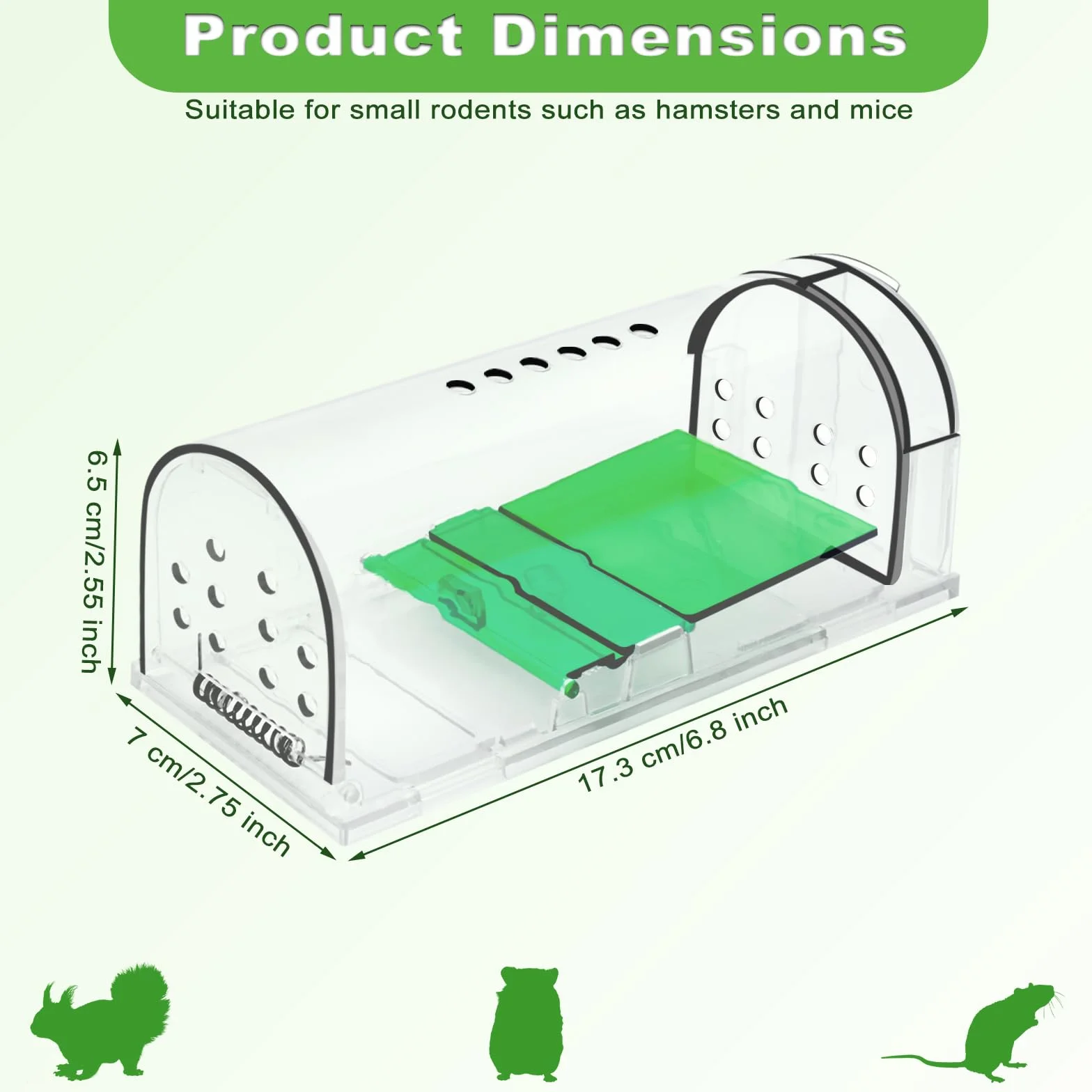 Trampas para Ratones Vivos Pequeños, 2PCS Trampas Ratas Interior Exterior Reutilizable, Ratonera Rata Viva con Orificio de Aire para Cocina Jardín Hogar Ático Garaje, Amigable con Mascotas y niños