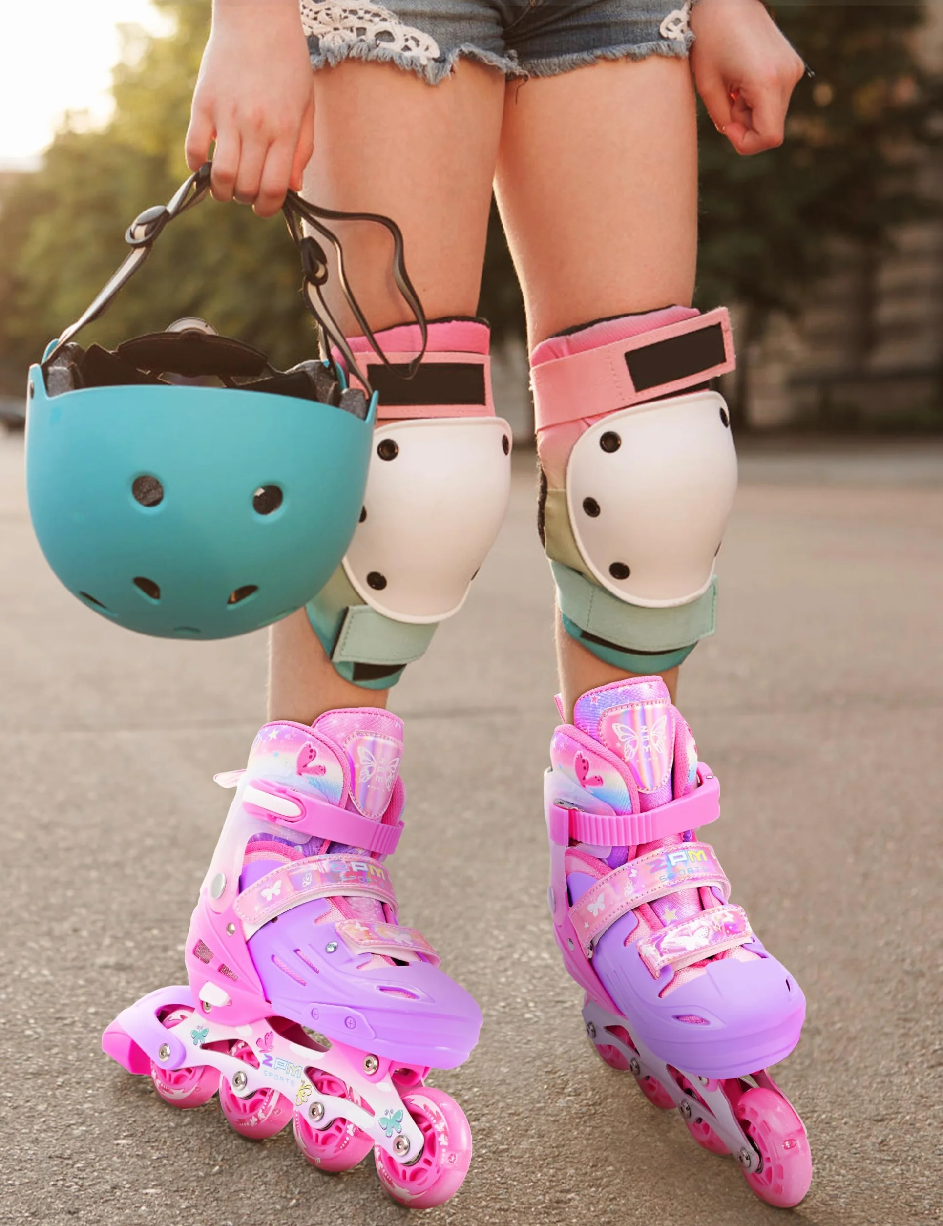 2PM SPORTS Patines en Línea Rosa Violeta Ajustables para Niñas Principiantes