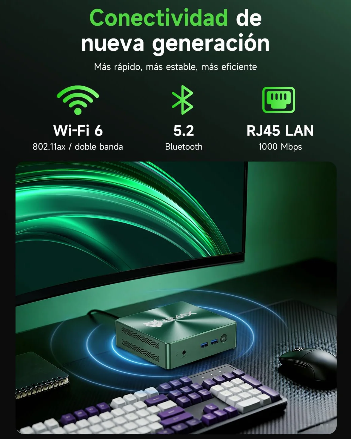 BMAX B6Turbo Mini PC Win 11 Pro Intel Core i5-8257U 16GB RAM DDR4 512GB SSD Doble 4K HDMI DP WiFi 6 BT 5.0 USB 3.2