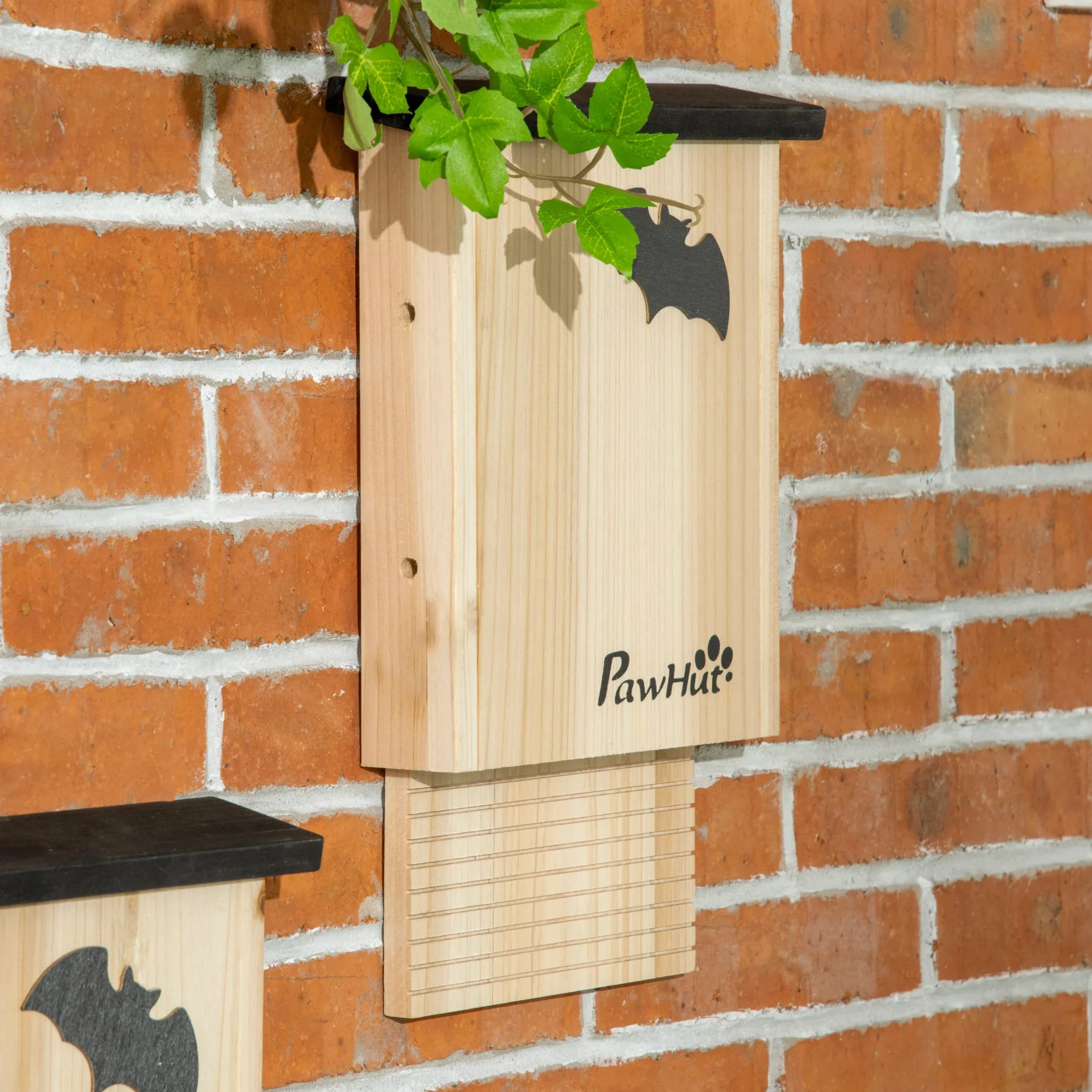 PawHut Juego de 3 Cajas para Murciélagos, Casa Nido para Colgar en Verano e Invierno, Madera de Abeto, 25 x 6 x 37,5 cm, Naturaleza