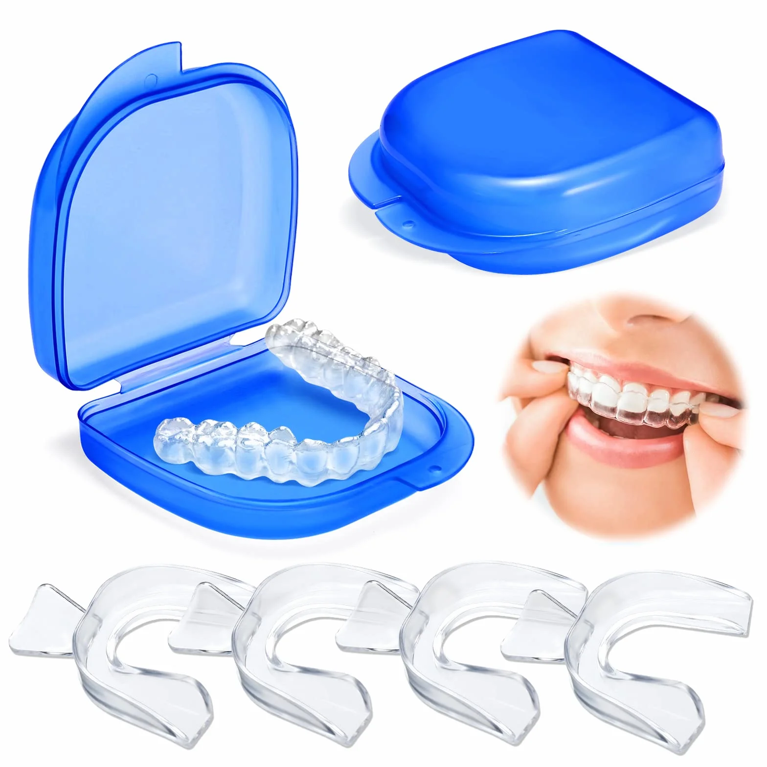 Kit de Protección Dental 4Pcs, Férula Descarga Bruxismo, Protector Bucal Para Dormir, Material Termoplástico