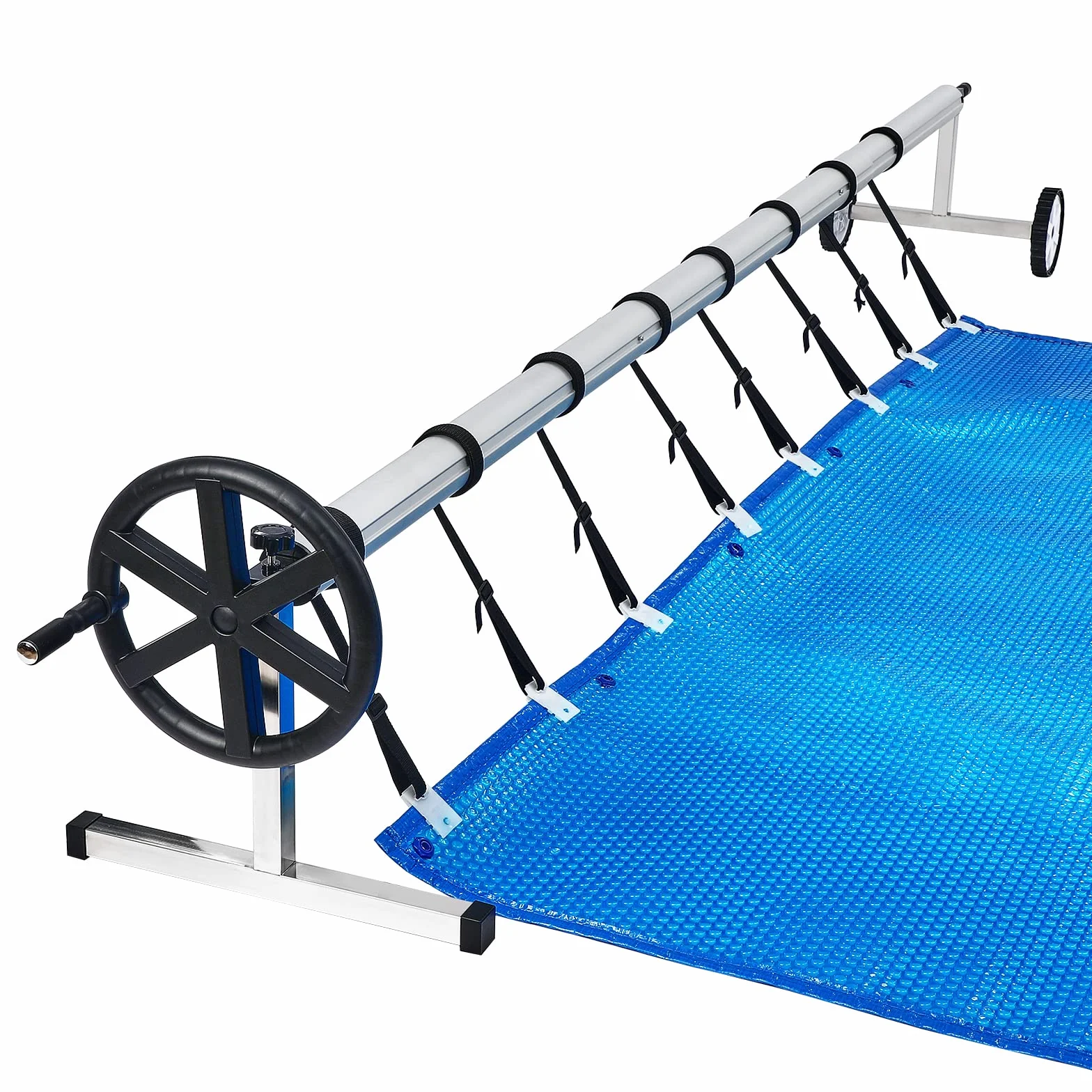 FIVMEN Cubierta enrollable para piscina, 3 – 5,7 m, dispositivo móvil para lona, sistema de enrollado prémium con cintas ajustables, tipo A