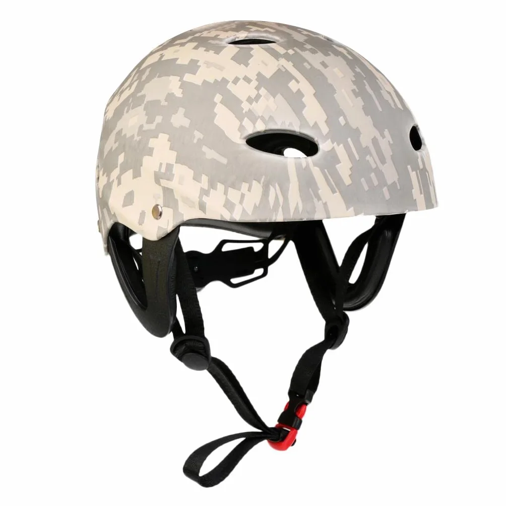 Casco de seguridad para deportes acuáticos para kayak, canoa, camuflaje verde militar