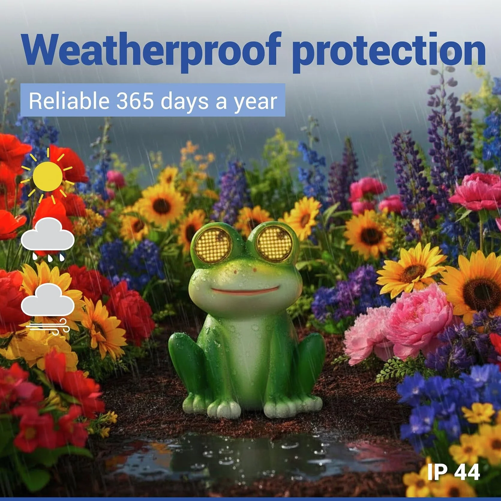 Maximex Figura Solar de jardín de Rana con Ojos LED, Resistente a la Intemperie, decoración Solar para jardín y terraza, con Sensor crepuscular, 11,8 x 13,5 x 9,3 cm, polirresina