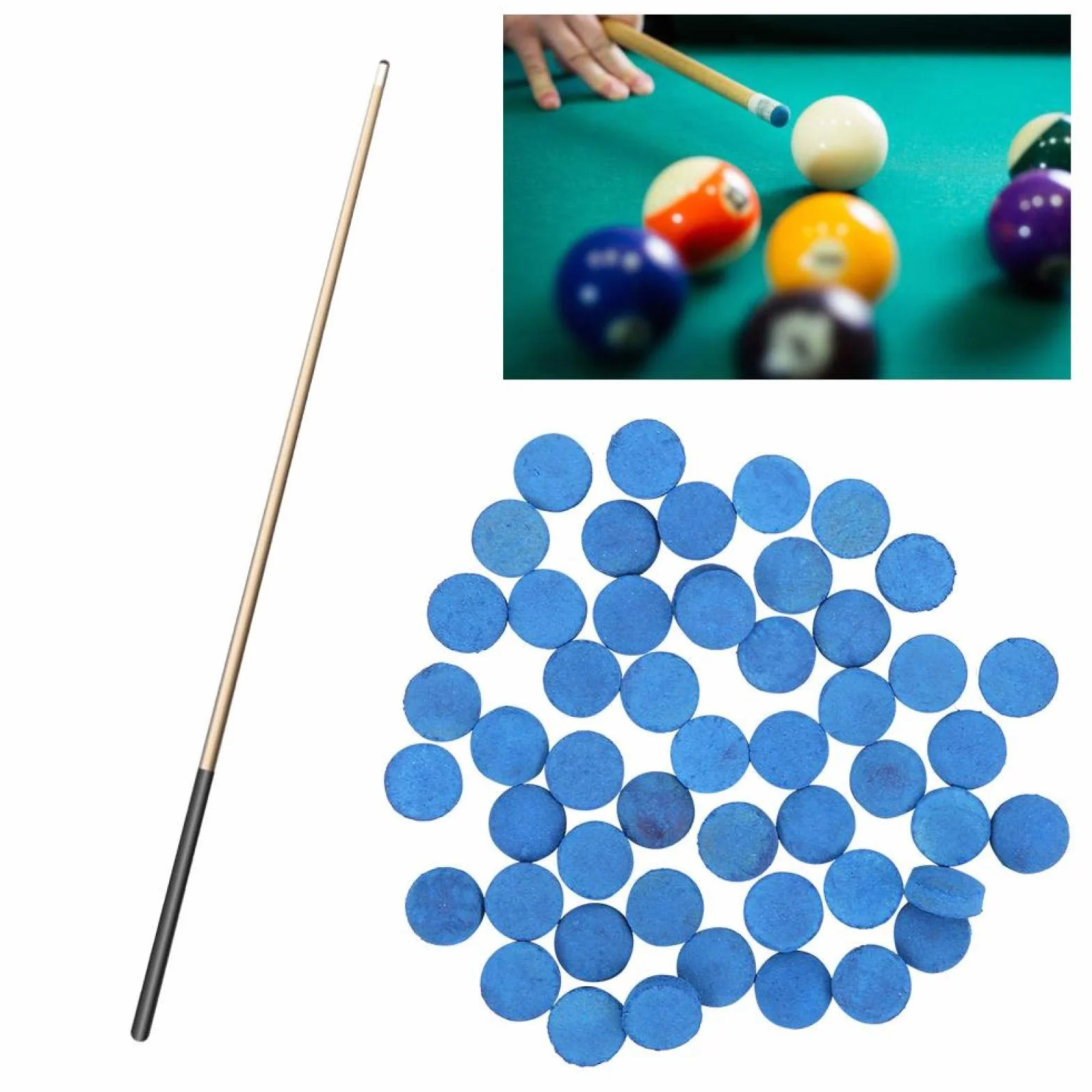Alvinlite Puntas de Billar 9-13 mm 50 Repuesto Cuero Caja Almacenamiento Snooker Pool Azul 13mm