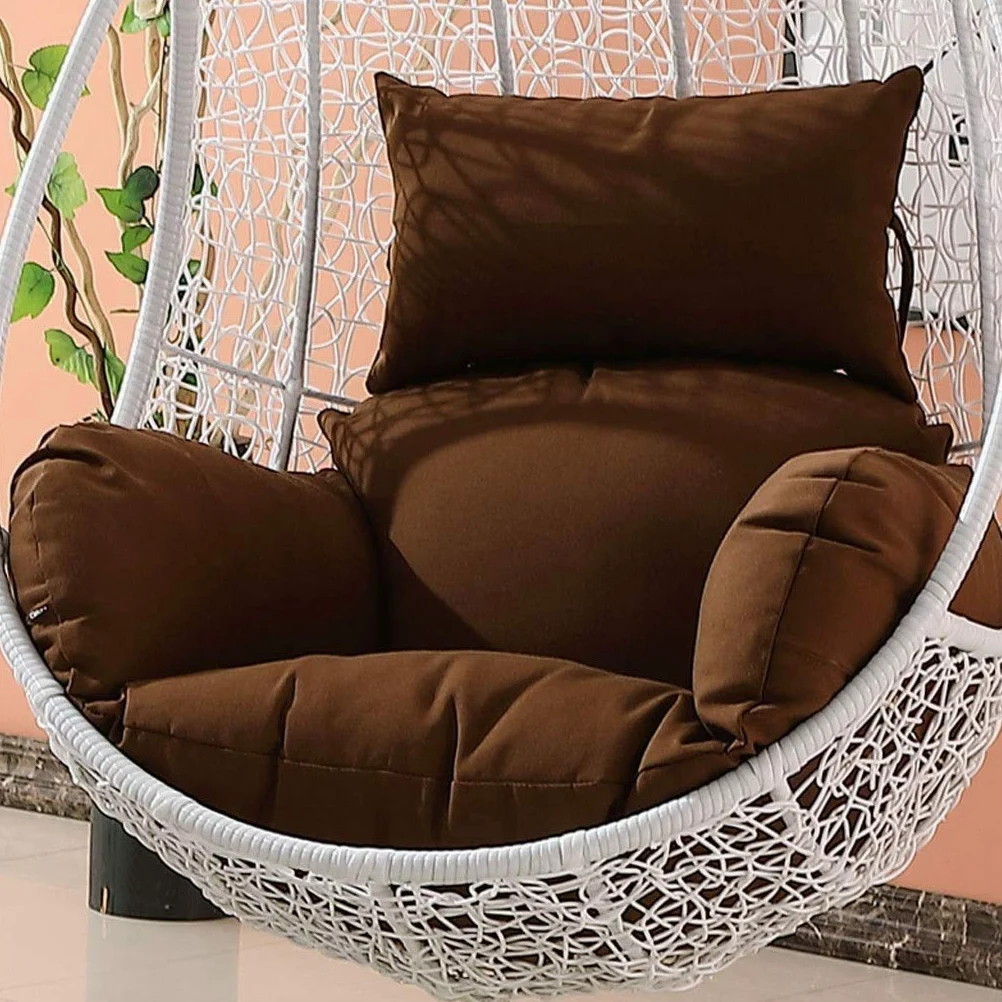 Genérico Cojines para sillas: Silla Colgante de Mimbre Impermeable para Exteriores con cojín marrón en Forma de Huevo - Muebles de Patio Elegantes para Relajarse y sentirse cómodo