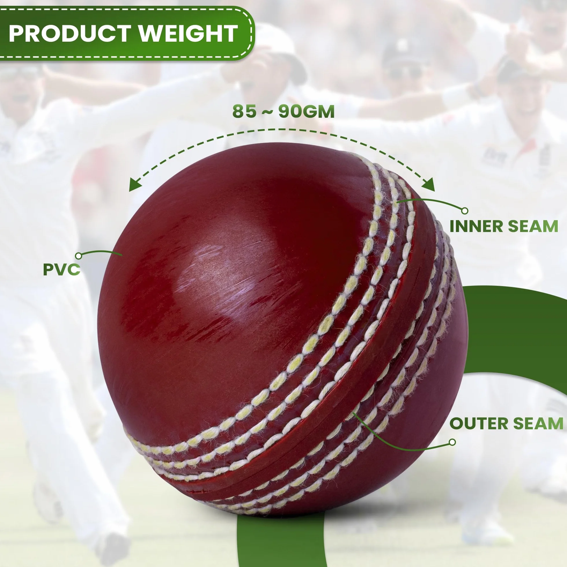 Cricket Ball for Practice and Matches Play Seam Swing Bounce Junior Senior