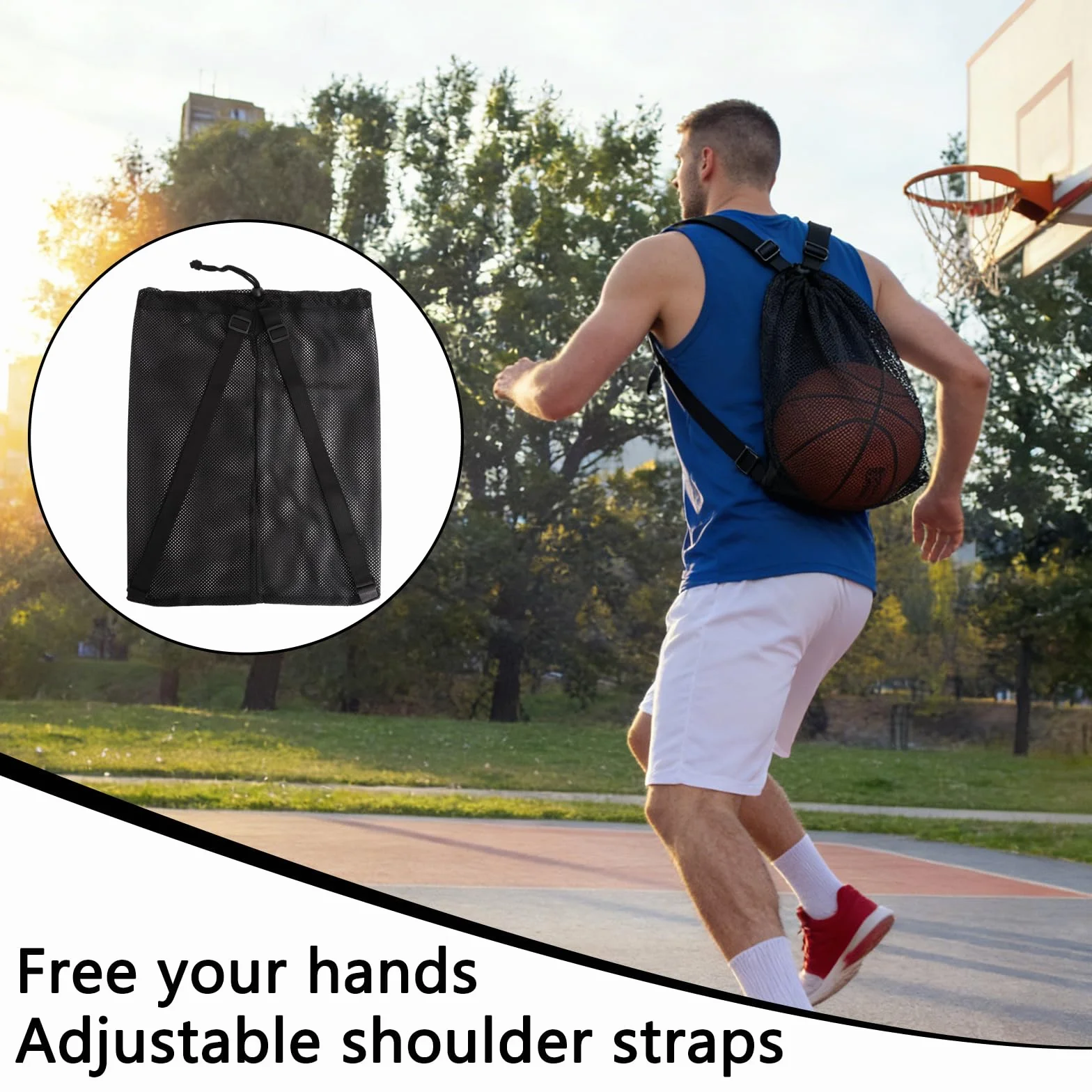 Bolsas De Malla Para Pelotas De Baloncesto, 48 X 37 Cm, Con Cordón