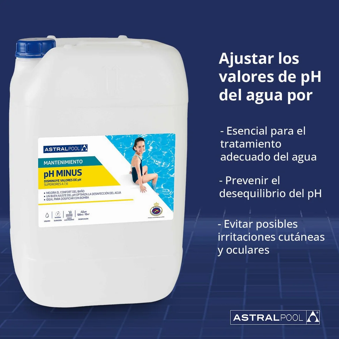 Astralpool Balance pH Minus Líquido 20 litros Reductor pH para Piscinas