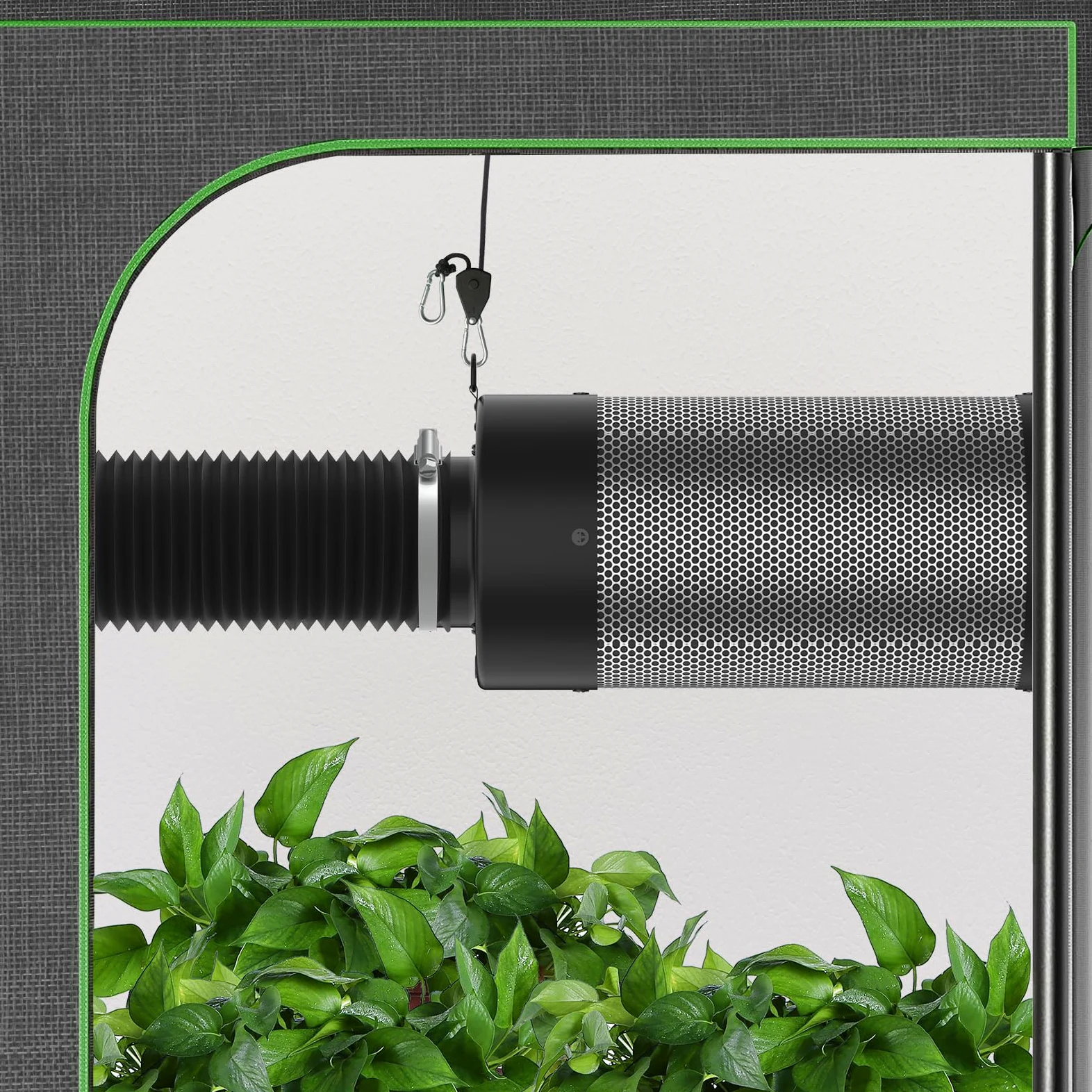 Filtro de Carbono de Aire+Ventilador de 4 Pulgadas, Filtro de Carbono 2 en 1 con Ventilador Incorporado. Carbón Virgen Australiano, Filtro de Carbono para Tienda de Cultivo, hidroponía, con