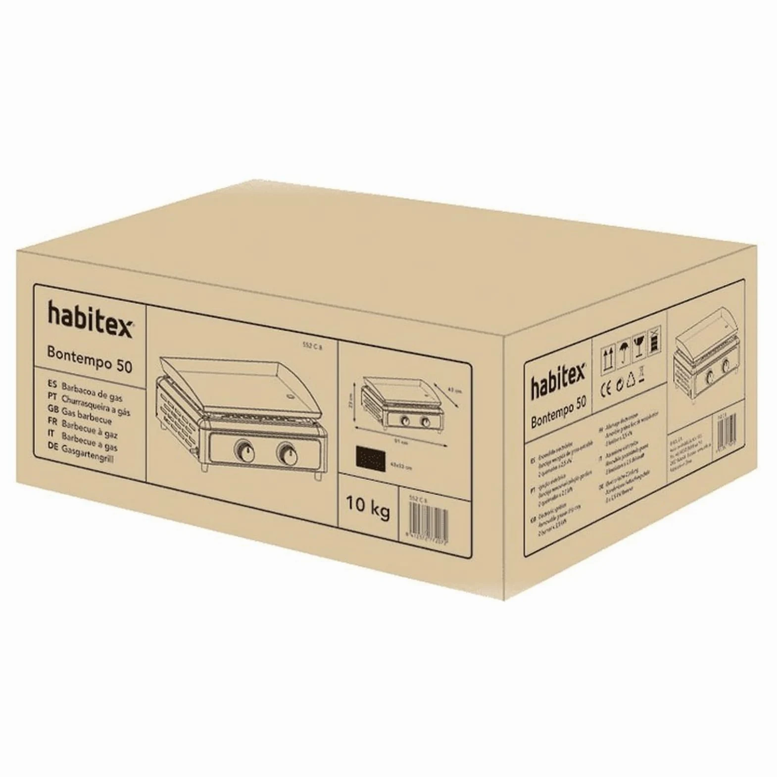 Habitex Barbacoa-Plancha Gas BT 50. 53x46x23 cm