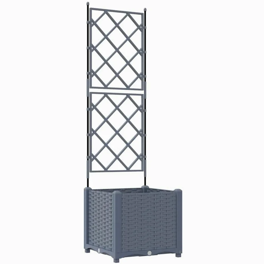 Maceta de jardín con enrejado, color gris claro, 40 x 40 x 143 cm, plástico para plantas trepadoras, maceta moderna para jardín, terraza y exterior