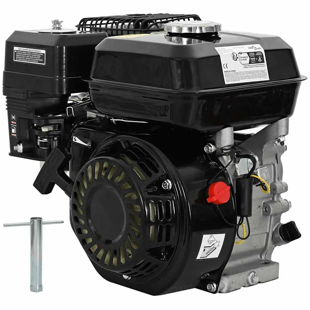Motor de gasolina 6,5 CV 4,8 kW negro 196 cm³ 4 tiempos motor de repuesto para generadores, taller de jardín, arranque de bobinado, arranque por cable para energía de emergencia