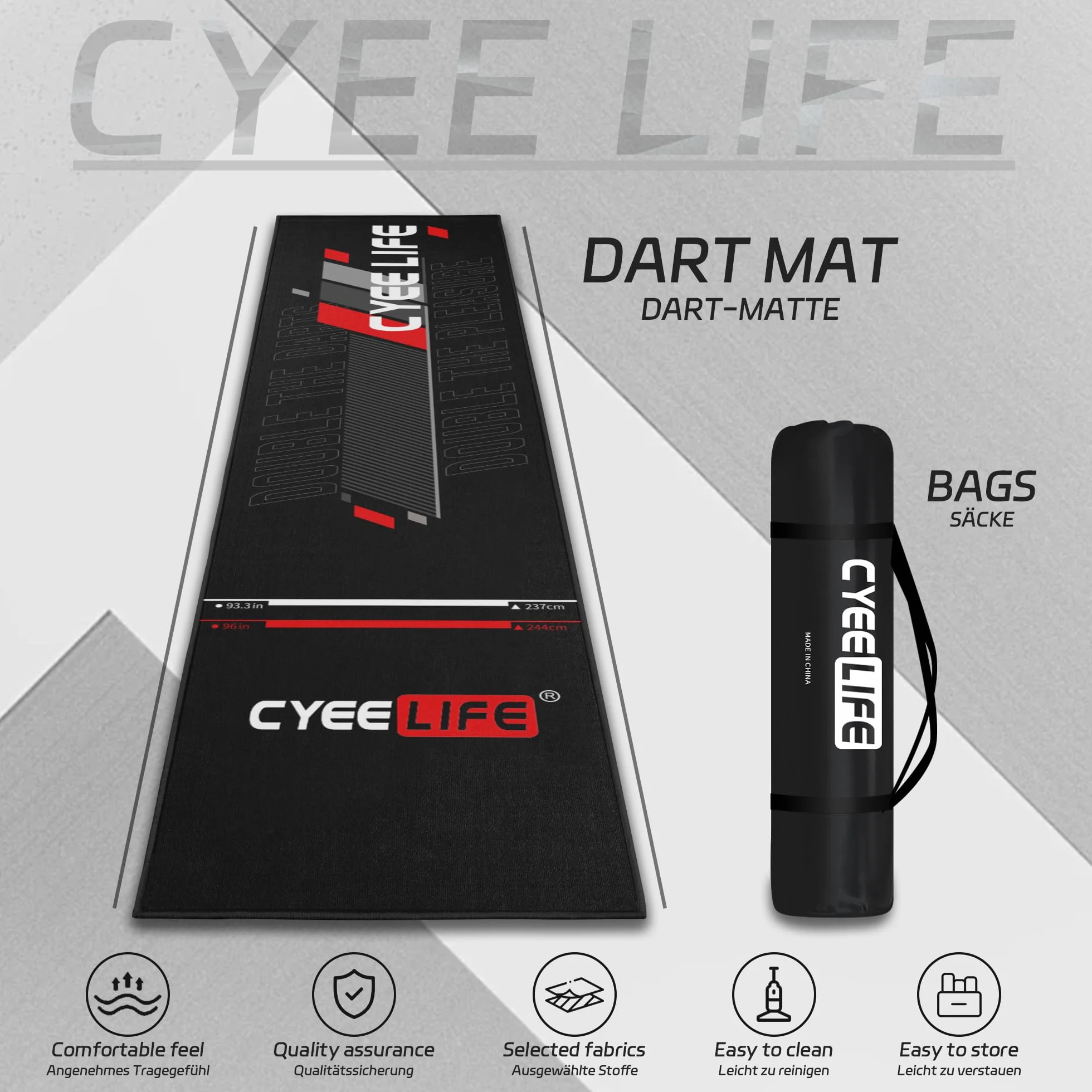 CyeeLife Alfombrilla para dardos negra