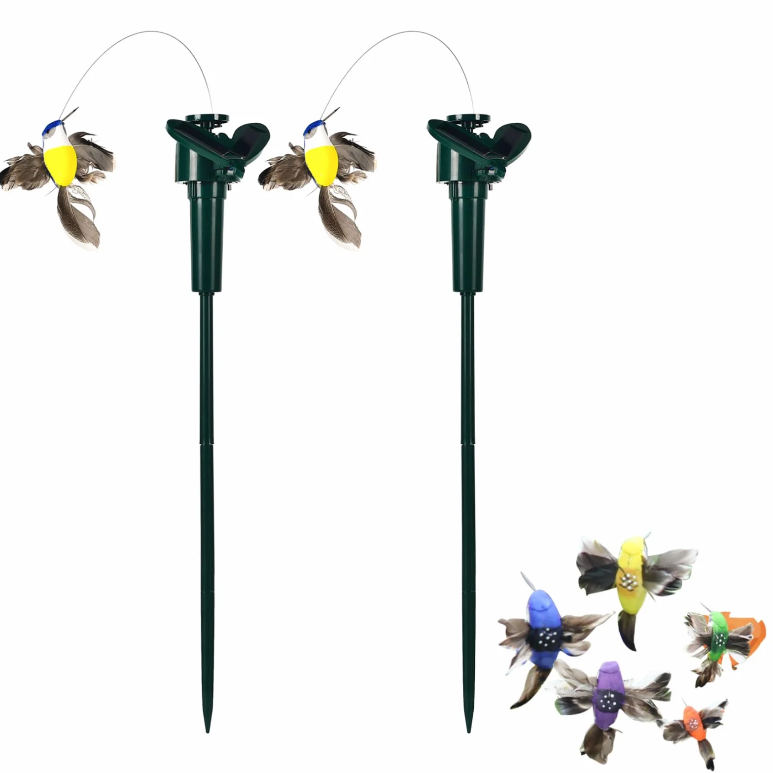 SEIWEI Mariposa jardín, 2 piezas solares o pilas, decorativo, colibrí volador, simulación de mariposa, pájaro para jardín, patio, plantas, flores, patio, decoración de paisaje (color al azar)