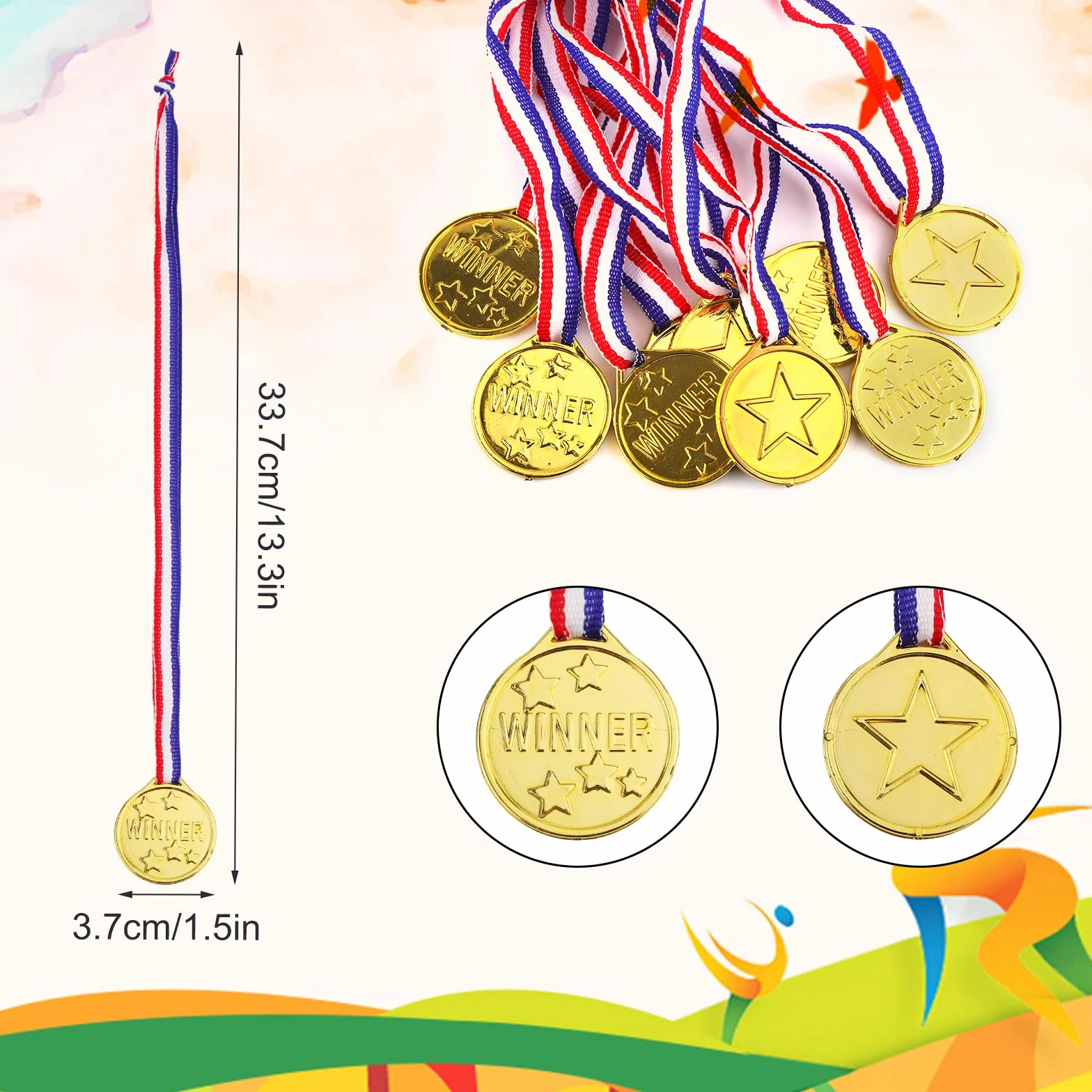 Medallas de Oro de Plástico Gosknor para Niños, Premios para Juegos Deportivos