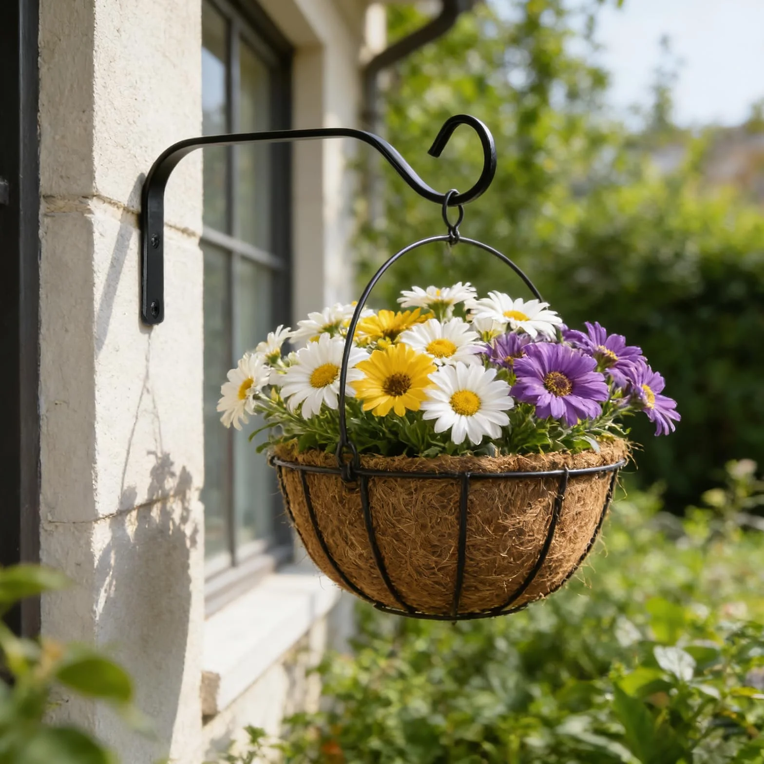 Gancho de pared para colgar macetas de hierro, 15 cm, soporte para plantas colgantes, comederos de pájaros, farolillos, campanas de viento, candelabro, 2 unidades, color negro