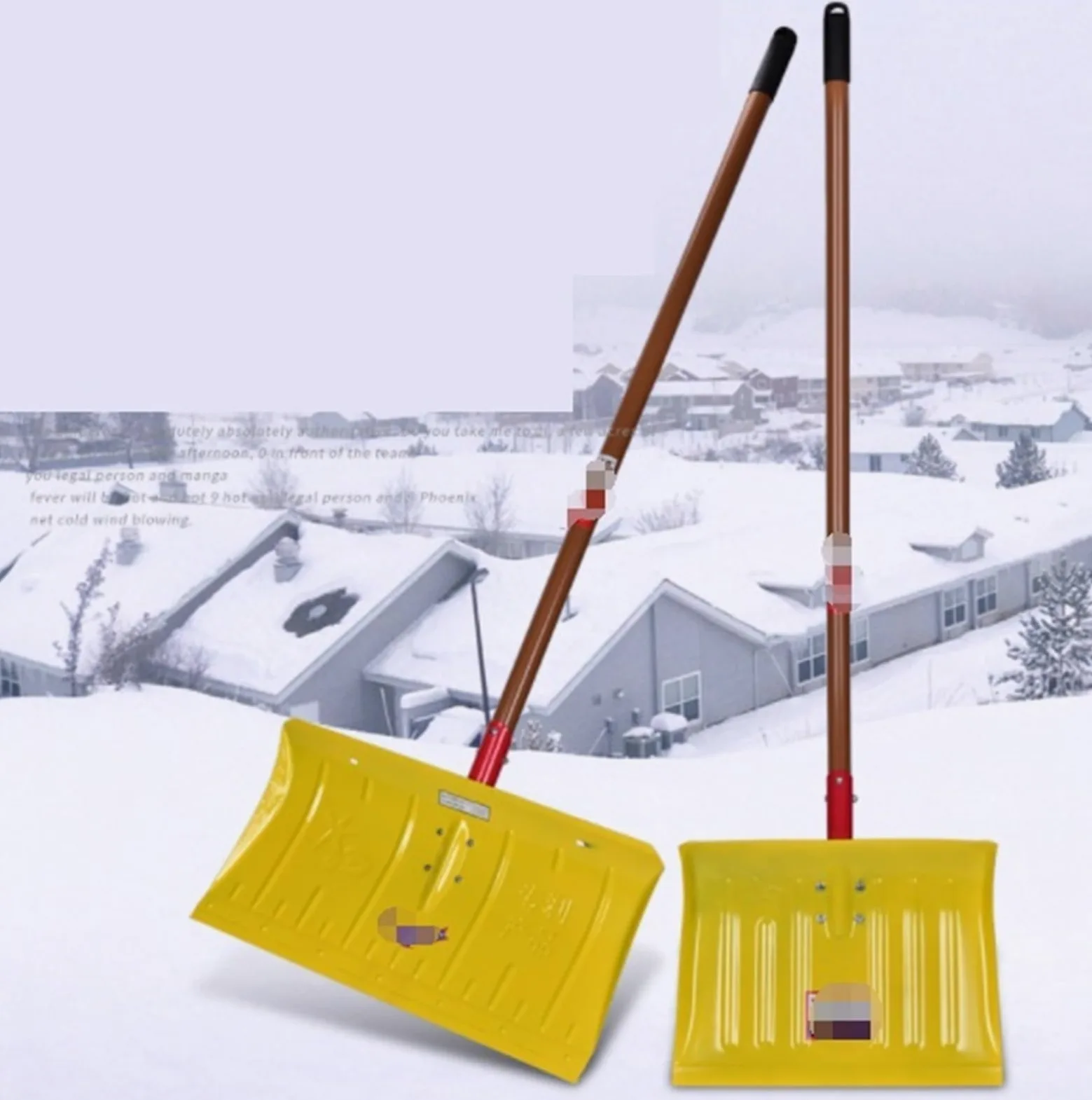 Pala De Nieve para Coche Pala De Nieve Cuadrada con Cabezal Amarillo For Quitar La Nieve Y Barrer La Nieve En El Exterior del Hogar para Actividades Al Aire Libre(144cm)