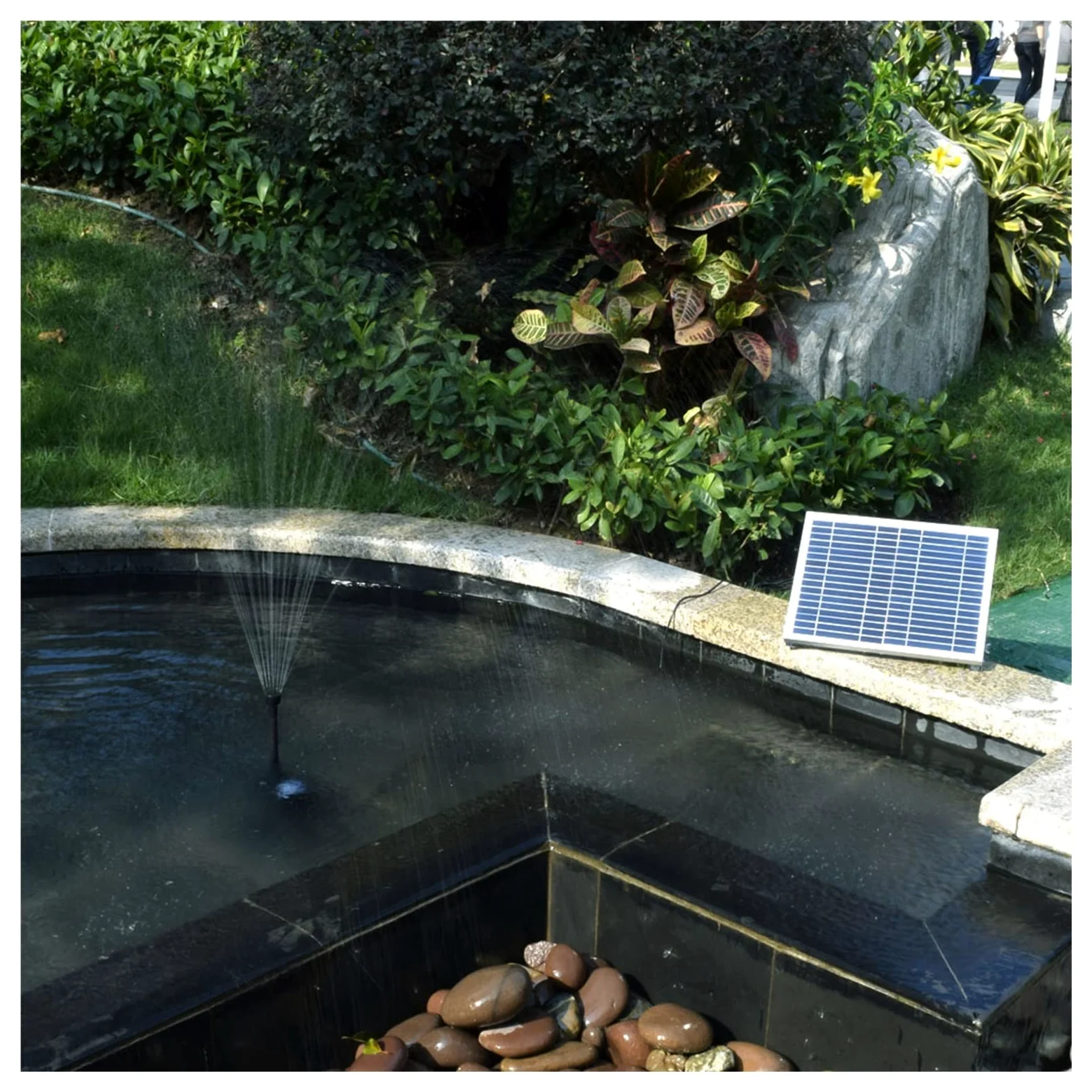 Bomba de Agua Solar, Fuente de agua con panel solar for piscina, estanque, jardín, aspersor con bomba y cabezales