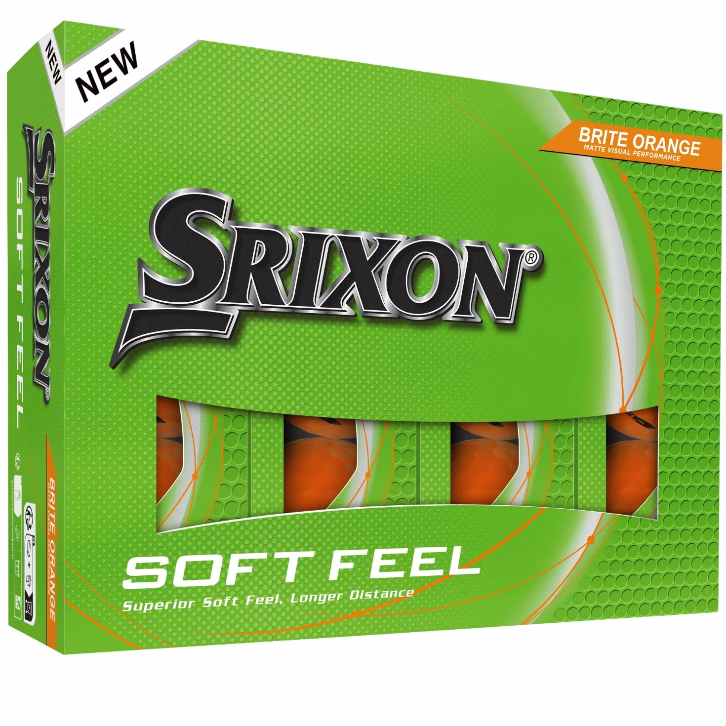 Srixon Soft Feel Brite Pelotas de Golf Alta Visibilidad Tacto Suave Distancia Larga Control Spin Naranja Rojo Verde