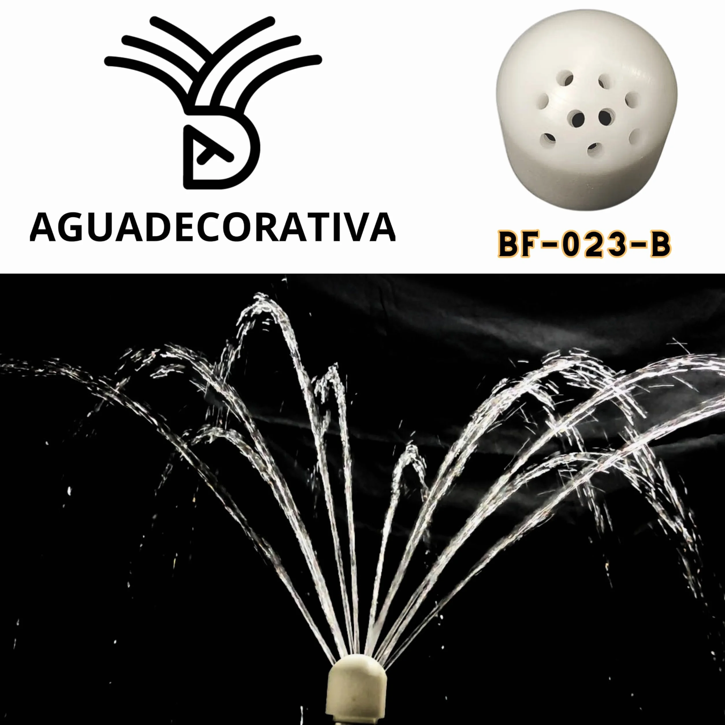 Boquilla para Fuentes de Jardín de Chorros Cristalinos Laterales Arco Iris 3/4" Bspt Hembra Toberas Caños Tobera Ornamental (BF-023-B)