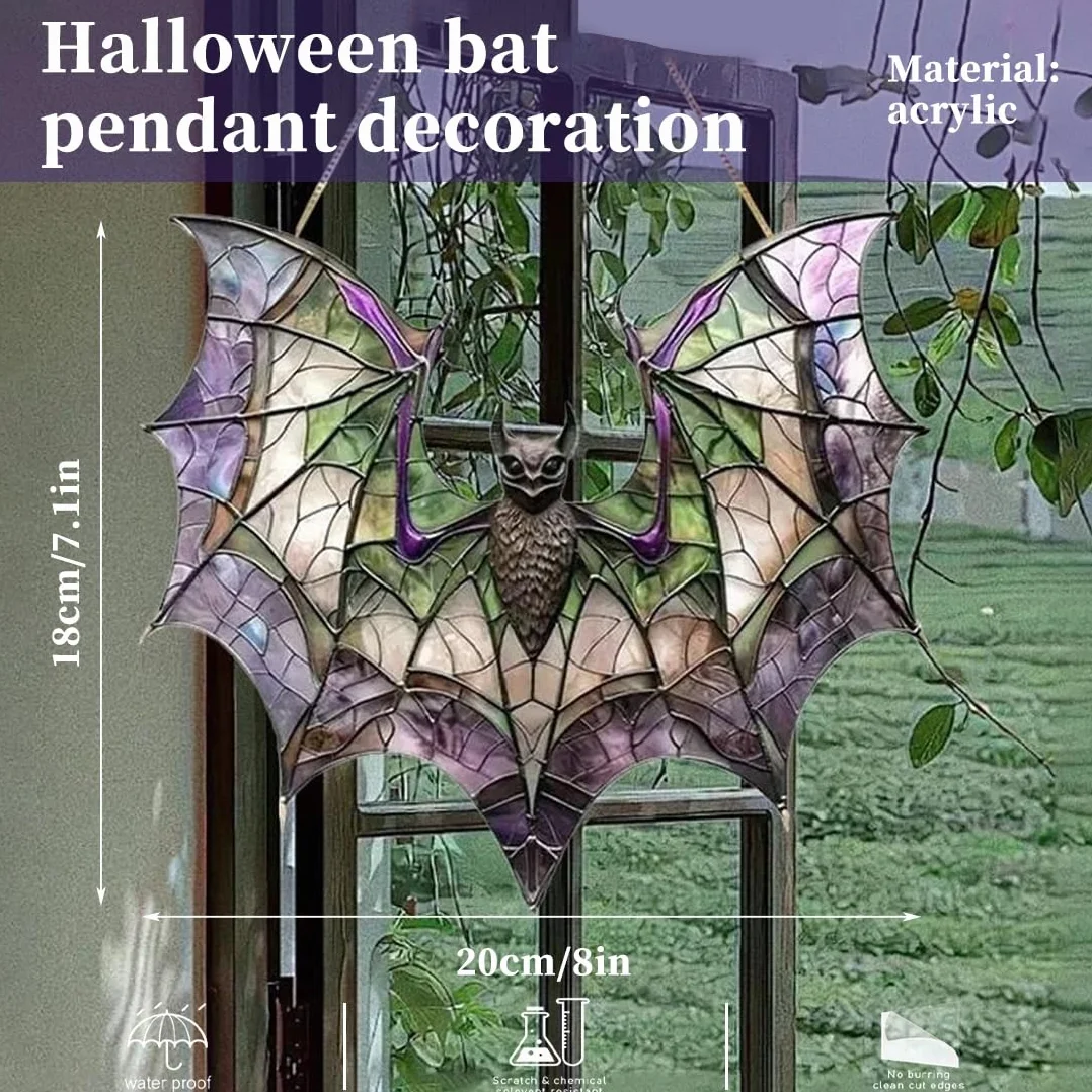 Atrapador De Sol Murciélago Halloween,Decoración Gótica Para Interiores,Reflector Luz Ventana,Atrapador Luz Murciélago Portátil Con Diseño Artístico,Decoración Duradera De