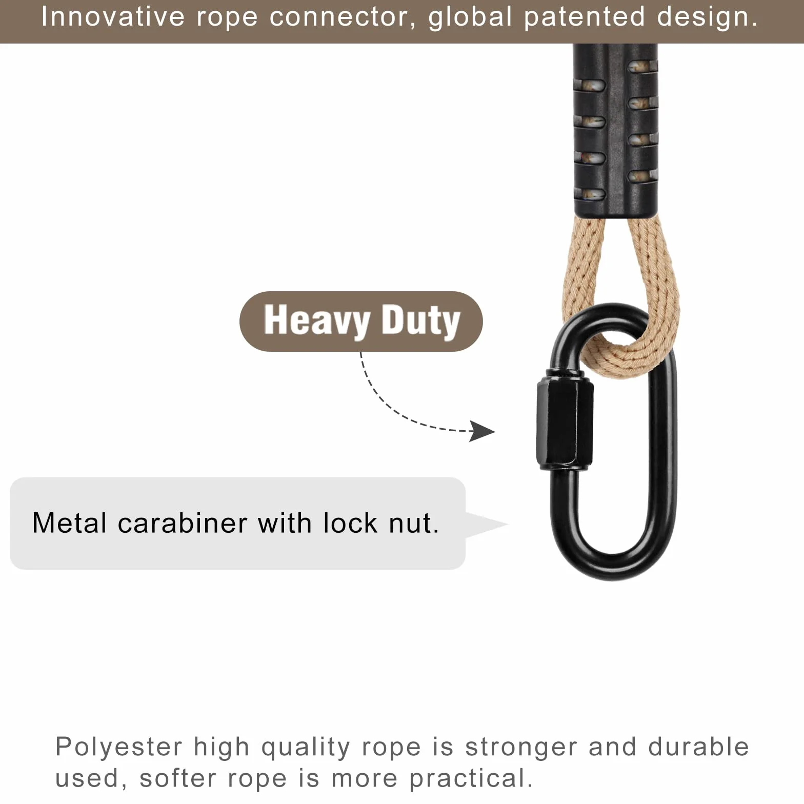 SELEWARE 2 cuerdas de accesorios para columpio Dispositivo de suspensión ajustable para silla columpio, con capacidad de carga de 453 kg (120 cm)