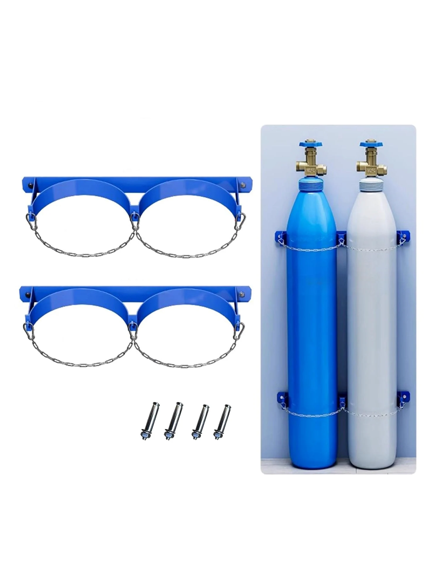 Soportes para Tanque de oxígeno, Dispositivo de fijación para bombonas de Gas, Soporte de Pared para Cilindro de Gas con Tornillos y Cadena de Seguridad (65 cm/25,59 Pulgadas)