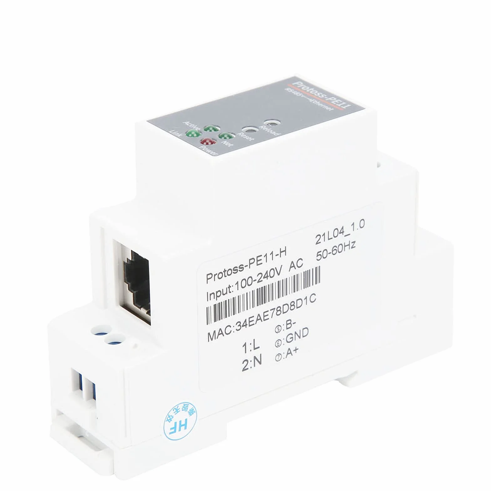 Serwer szeregowy Ethernet PE11-H RJ45 100-240VAC FreERTOS Rail DIN Automatyzacja przemysłowa