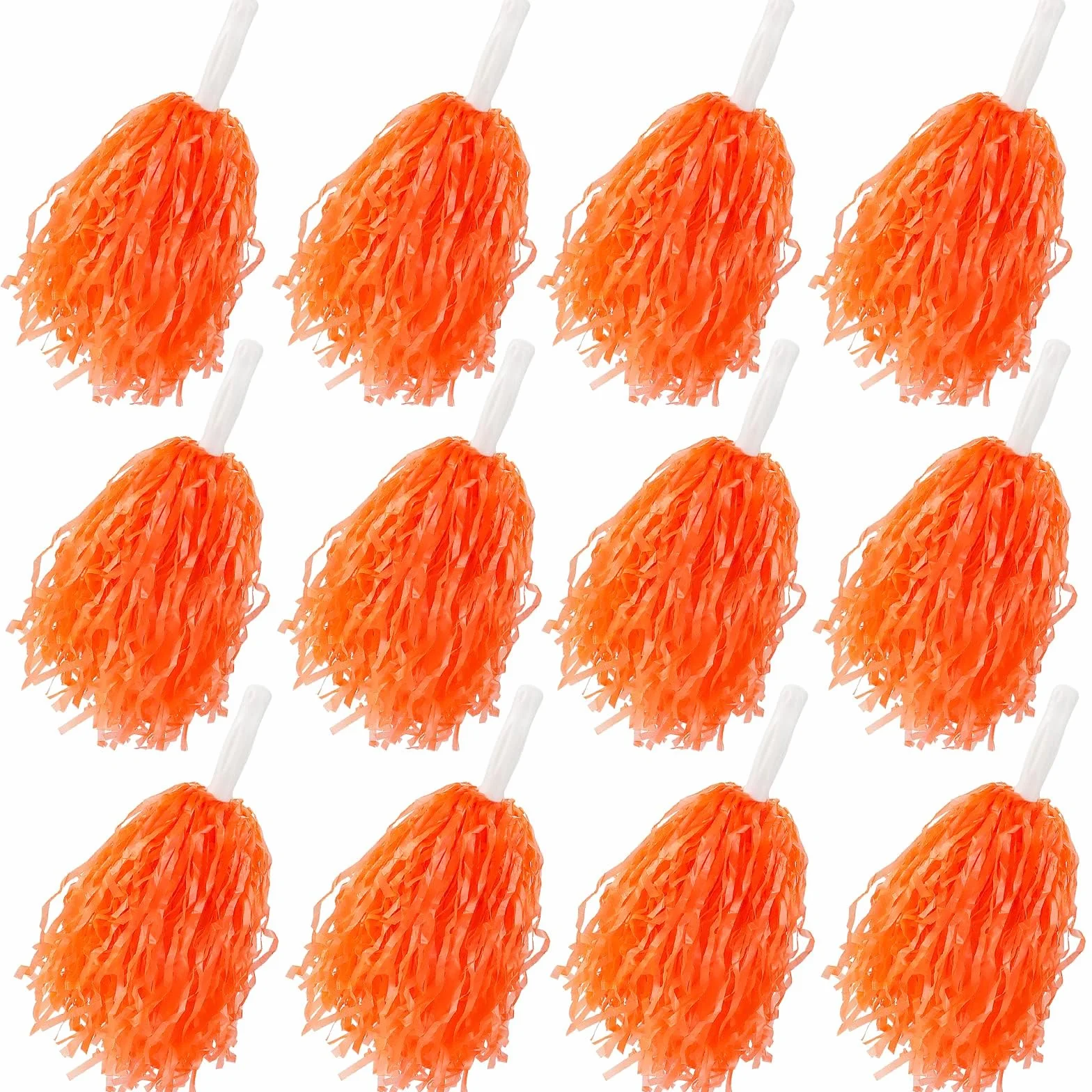 Pompones de plástico para animadoras, Paquete de 12, Naranja