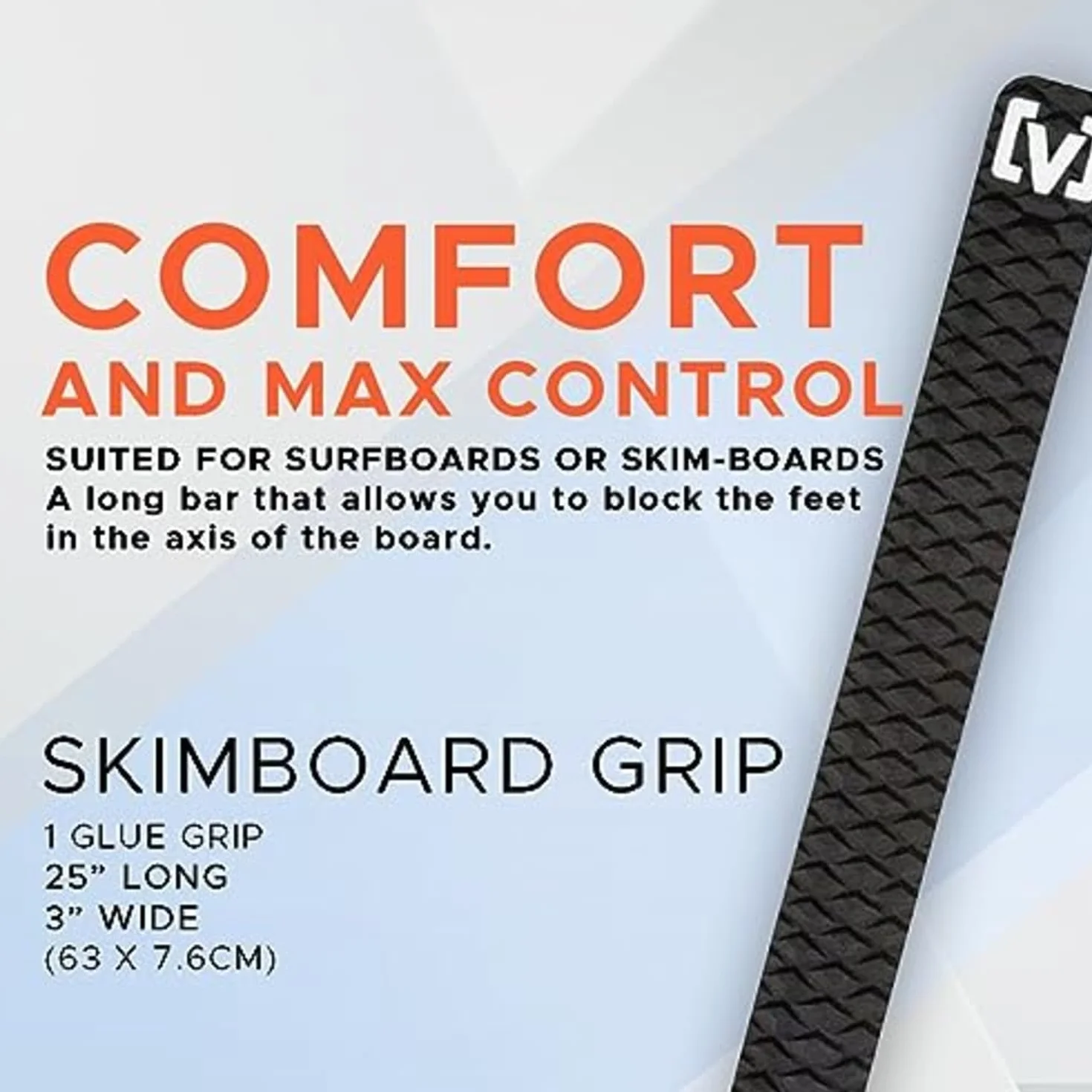 VICTORY Surf-Grip Almohadilla de agarre para skimboard, barra larga textura diamante, tira de control