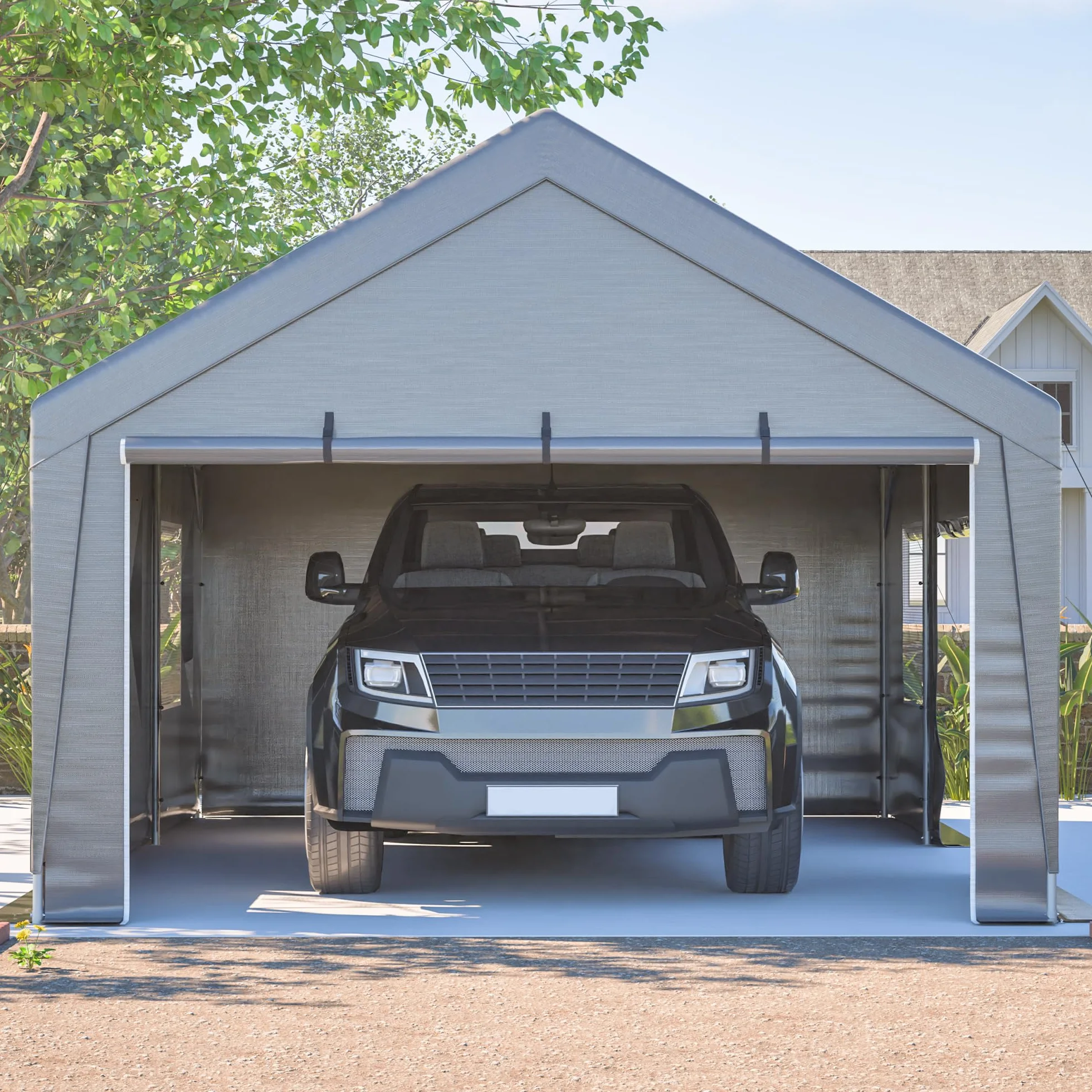 Garaje para tienda de campaña, 6 x 4 x 3 m, resistente al invierno, puertas enrollables y ventanas ventiladas, tienda de pasto, tienda de almacenamiento, refugio para garaje, toldo para coche, SUV