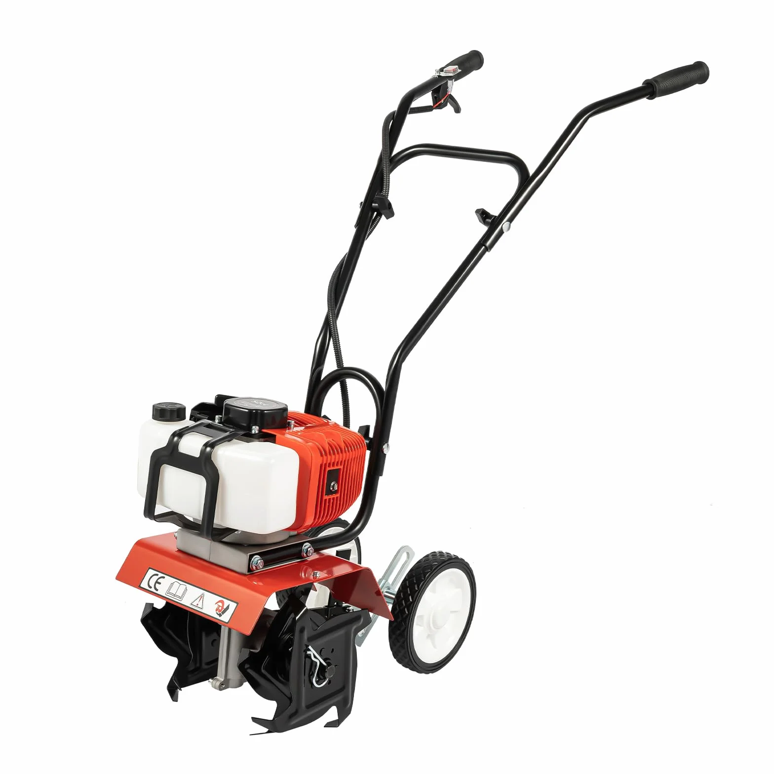 Motocultor Gasolina, 52 cc Cultivador térmico, 1,9 kW 6500 rpm Motoazada, 4 cuchillas de acero de Manganeso, aflojamiento del suelo jardín huerto invernadero huerto, ligero, 15 kg, ancho 30 cm
