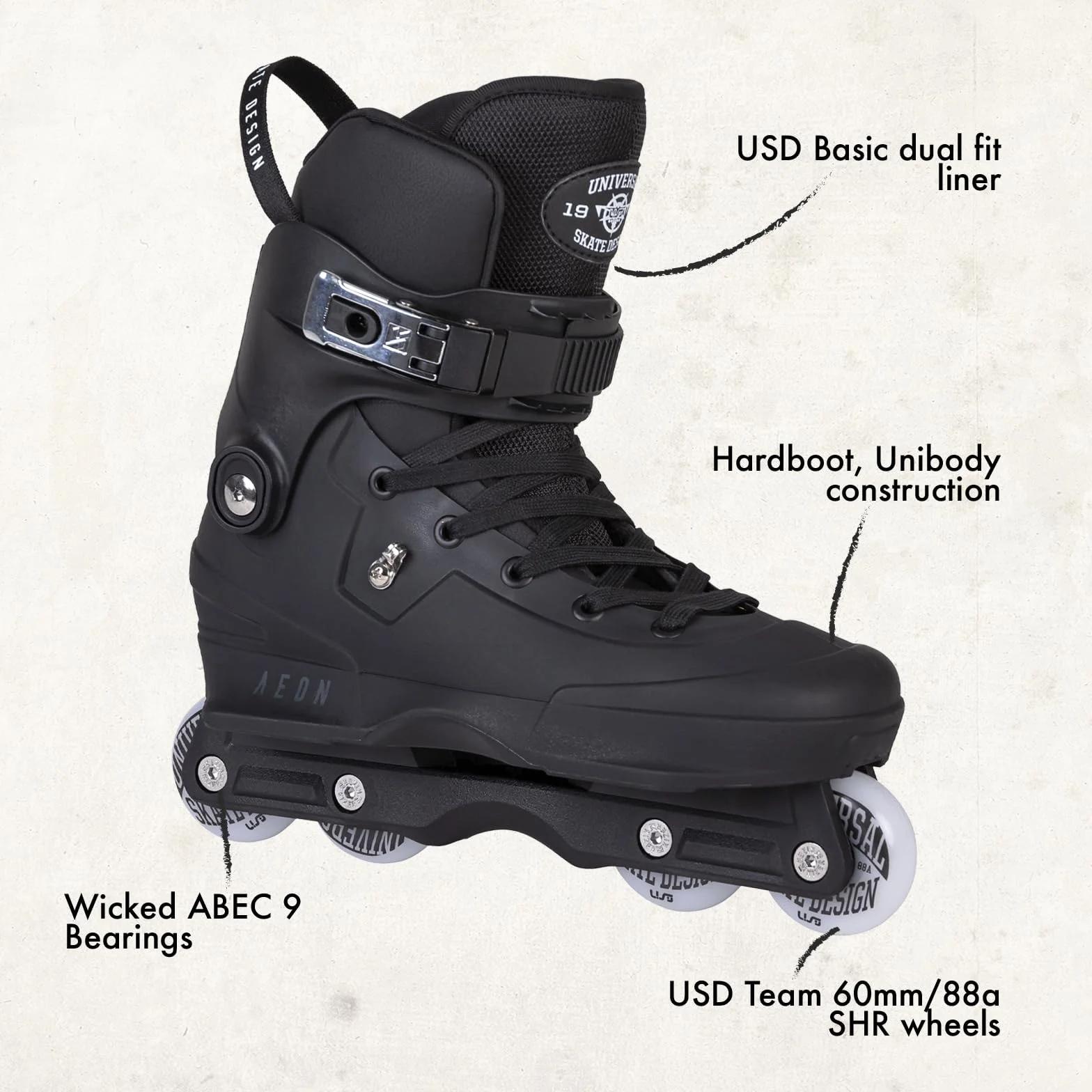 USD Aeon 60 Patines en línea agresivos ABEC 9 Dual Fit Liner