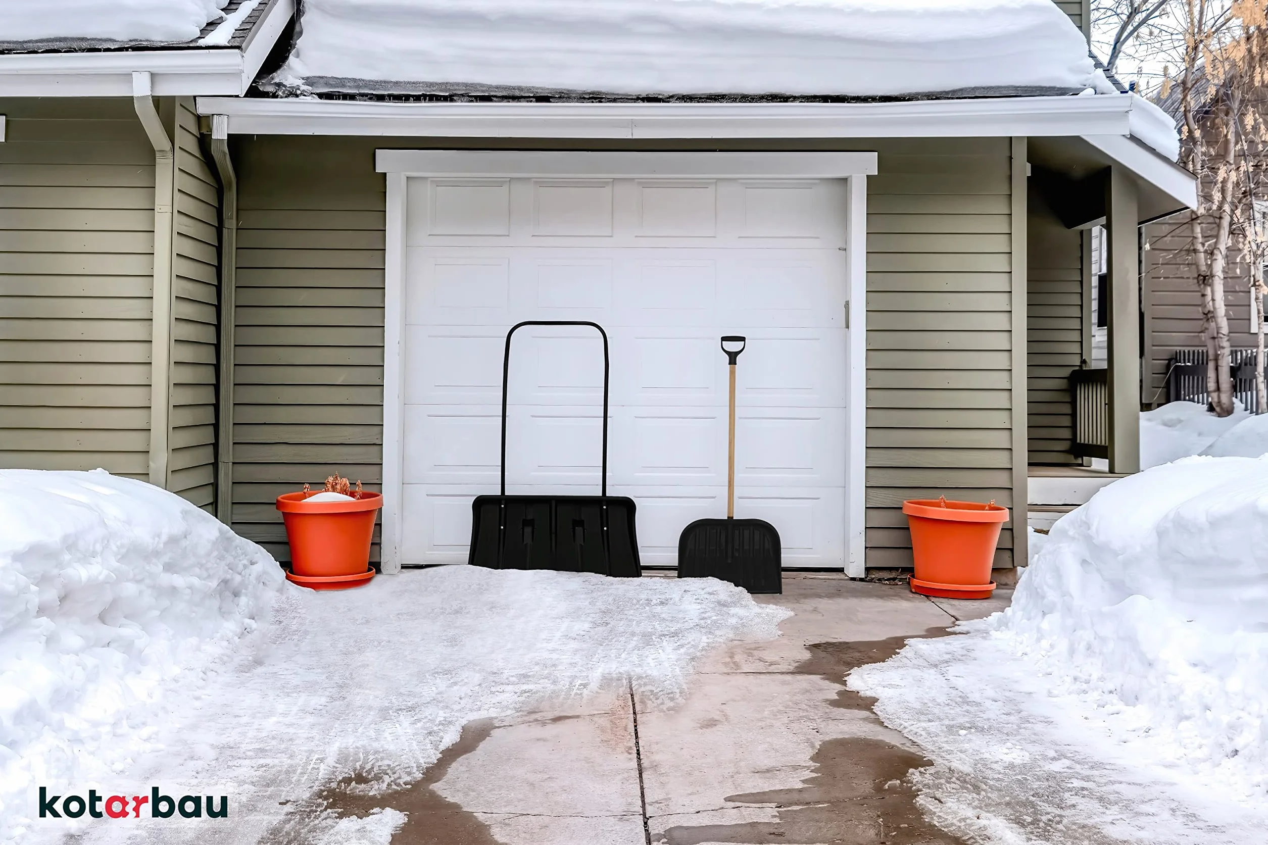 KOTARBAU Juego de Palas quitanieves de 80 cm con Ruedas + Pala de Nieve de 48 cm, cubeta de Nieve con Borde de Aluminio, Pala de Nieve con Mango de Metal, Limpiador de Nieve ecológico