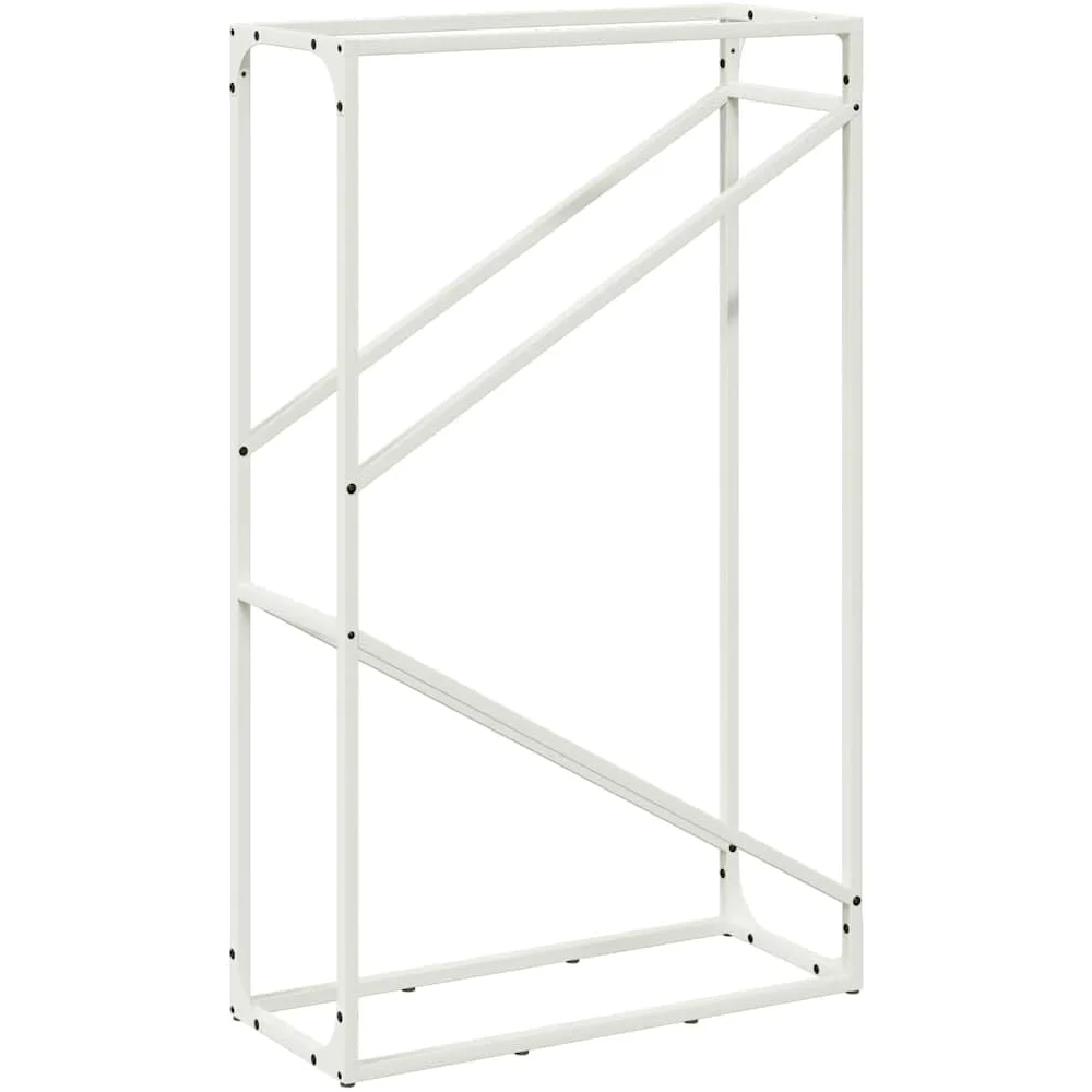 Estantería para leña blanca de acero laminado en frío, 60 x 25 x 100 cm, soporte para leña para interior, salón, terraza, almacenamiento de leña y troncos, resistente y ahorra espacio