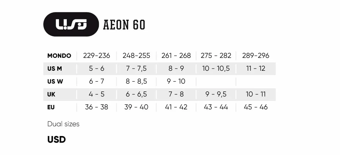 USD Aeon 60 Patines en línea agresivos ABEC 9 Dual Fit Liner