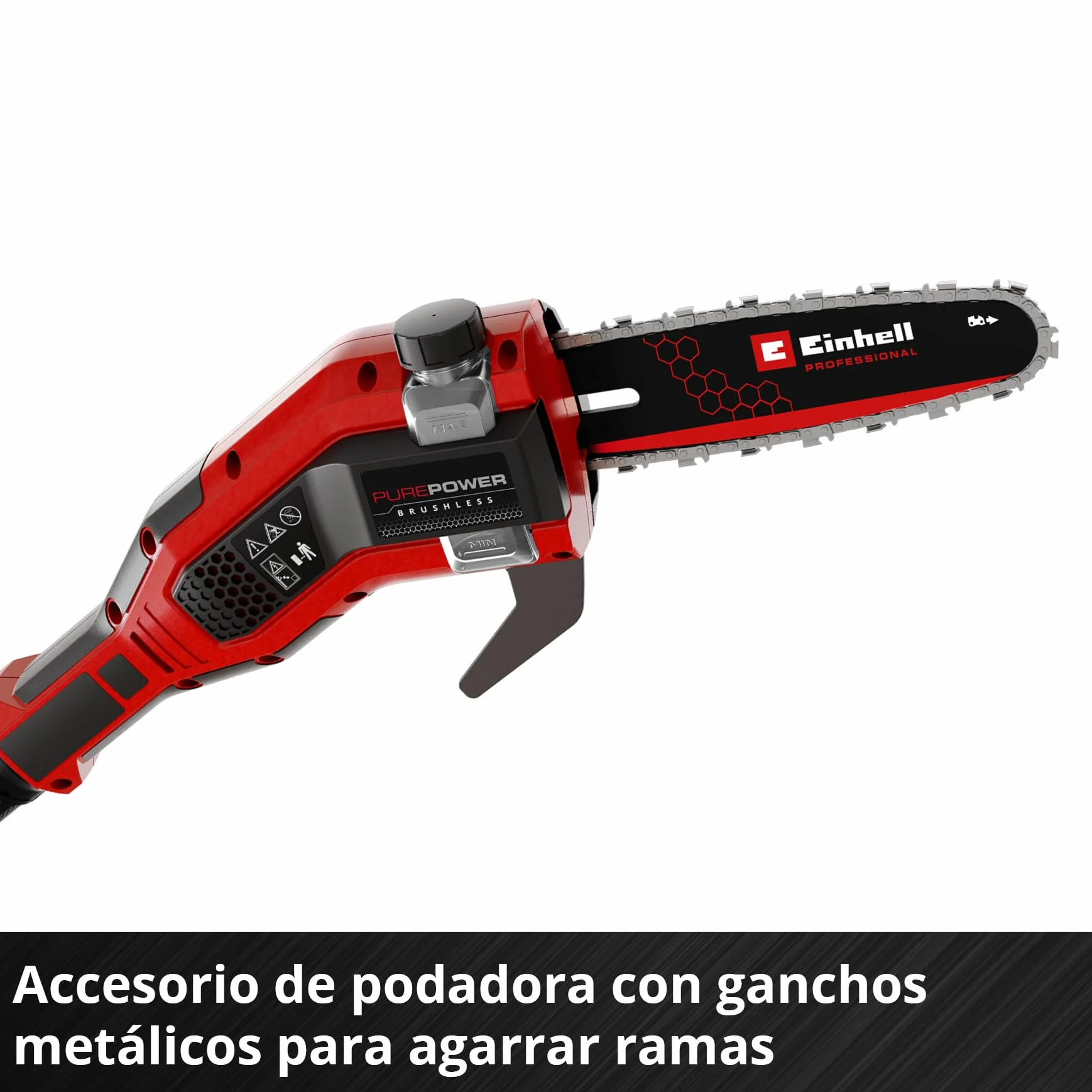 Multiherramienta con batería GP-HC 18/5020 Li T BL-Solo Einhell Professional Power X-Change (18 V, Brushless, Cortasetos de 50 cm, podadora de 18 cm, Mango telescópico, sin batería)