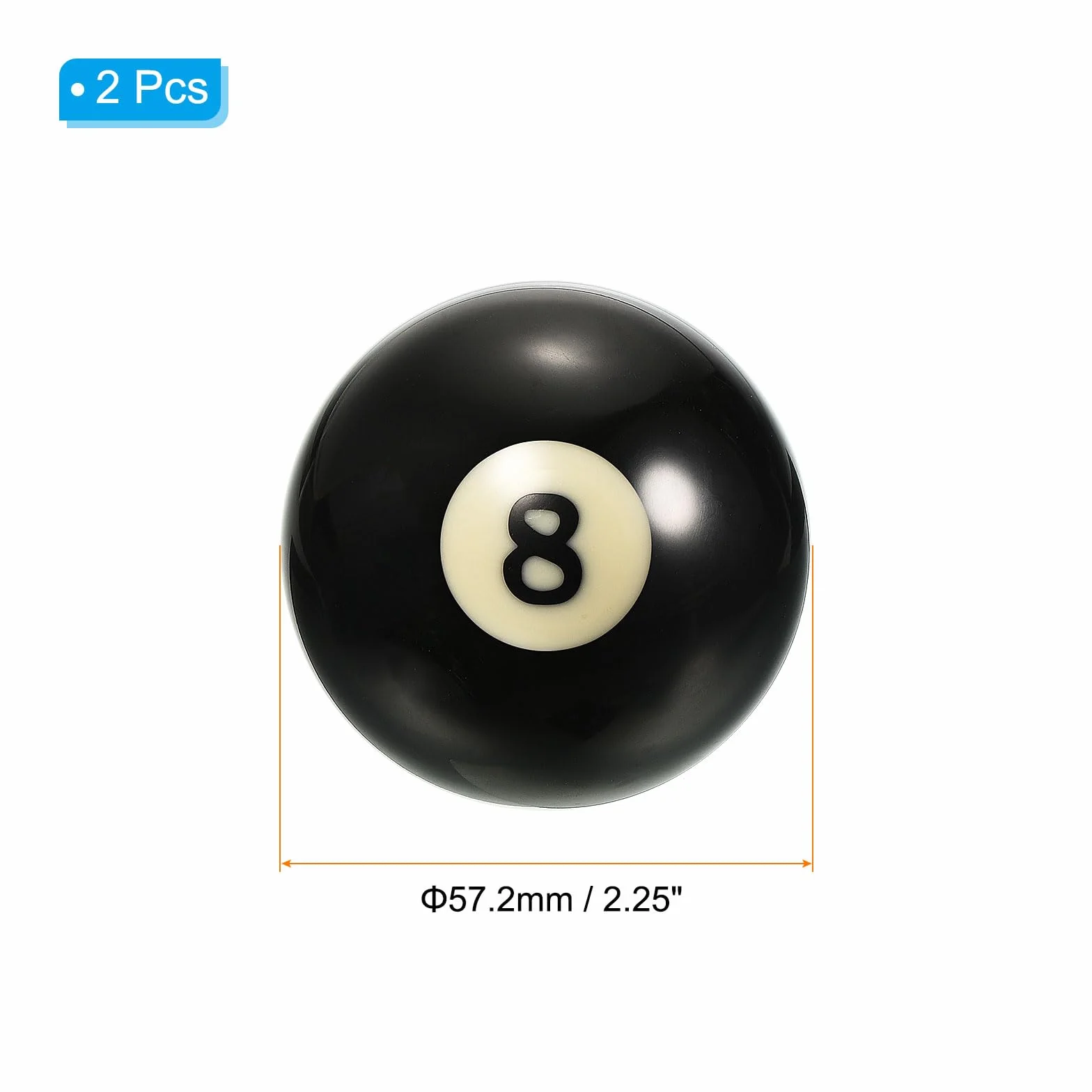 PATIKIL Bola de Repuesto para Billar #8 2-1/4" 2 Unidades Negro