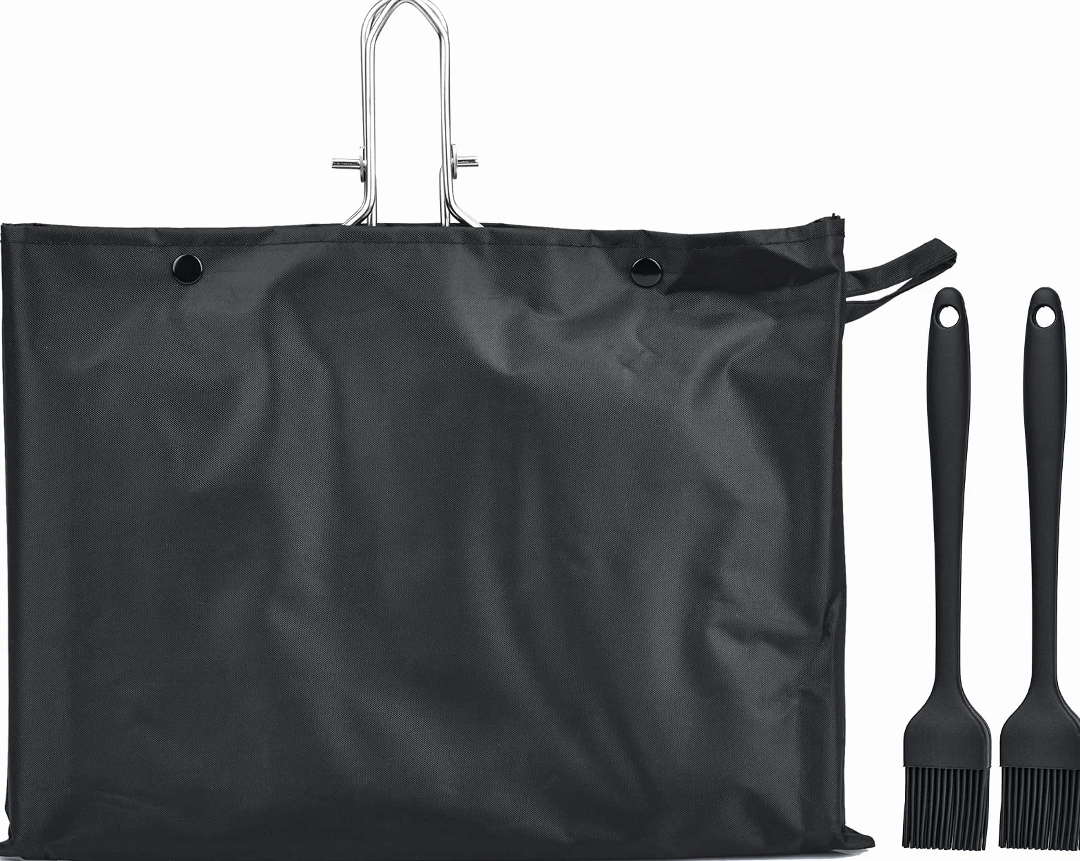 Cesta para Asar Pescado y Verduras - Bandeja de Barbacoa de Acero Inoxidable, Plegable, Portátil - Con Bolsa Oxford y 2 Cepillos de Silicona